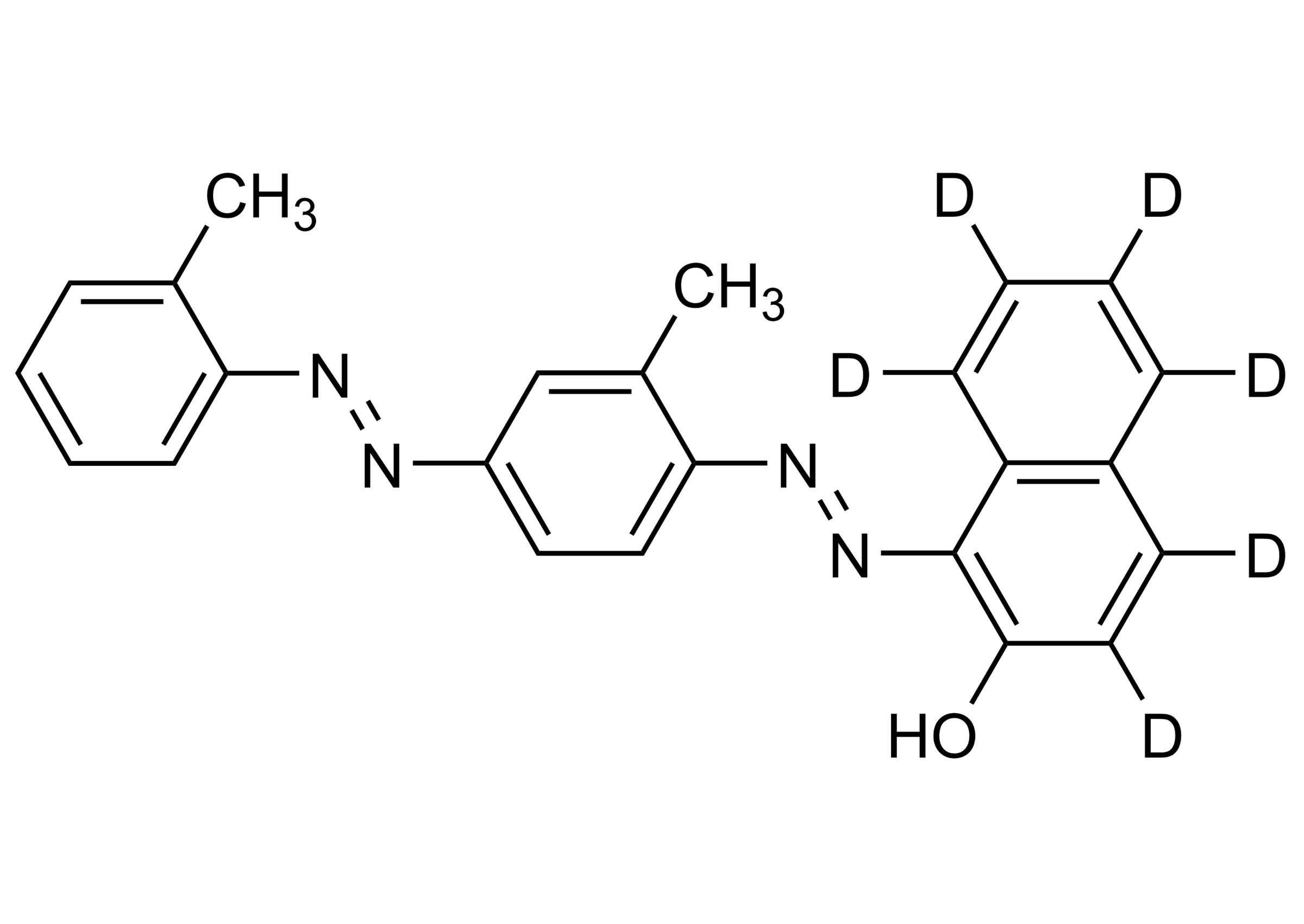 Sudan IV D6 Reference Standard Structure Image Molecular structure of Sudan IV D6 reference standard CAS 1014689-18-9 for LC-MS/MS and GC-MS calibration