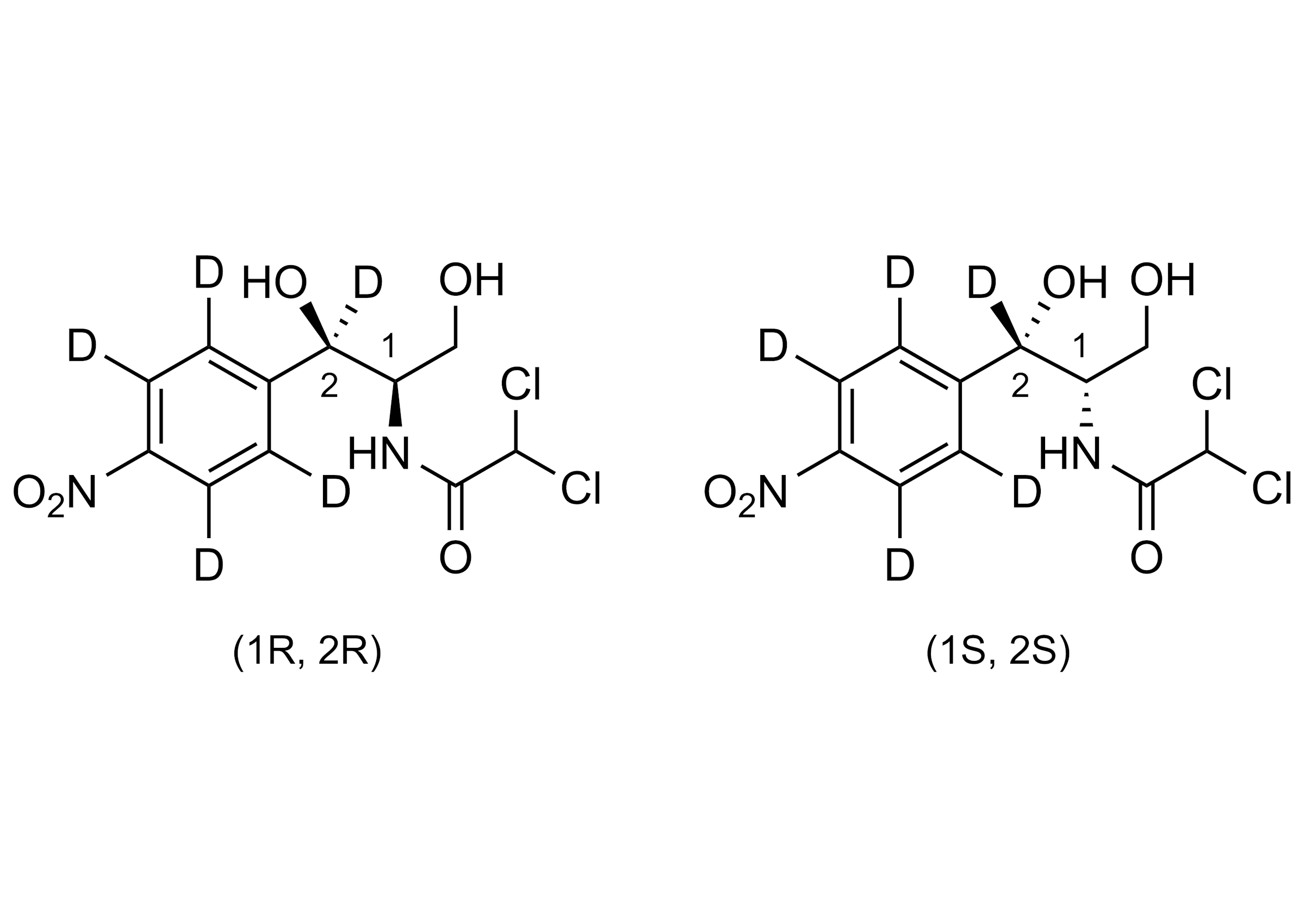 Molecular structure of threo-Chloramphenicol-D5 reference standard solution 100 ug/ml in acetonitrile ISO 17034