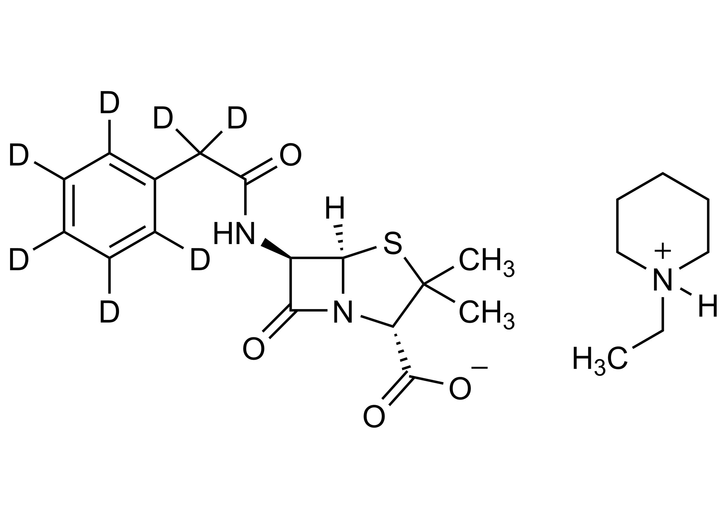 Benzylpenicilline D7 N ethylpiperidinium salt molecular structure, CAS 1217445-37-8