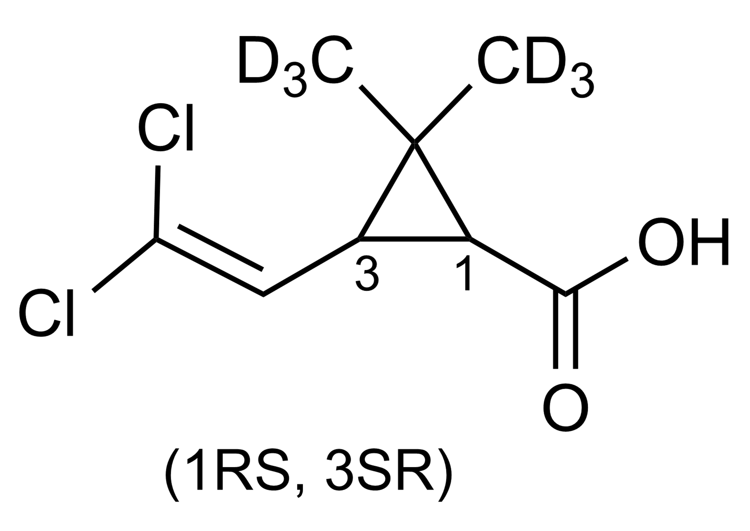 Molecular structure of trans Permethric acid D6 metabolite reference standard (CAS 2714486-16-3)