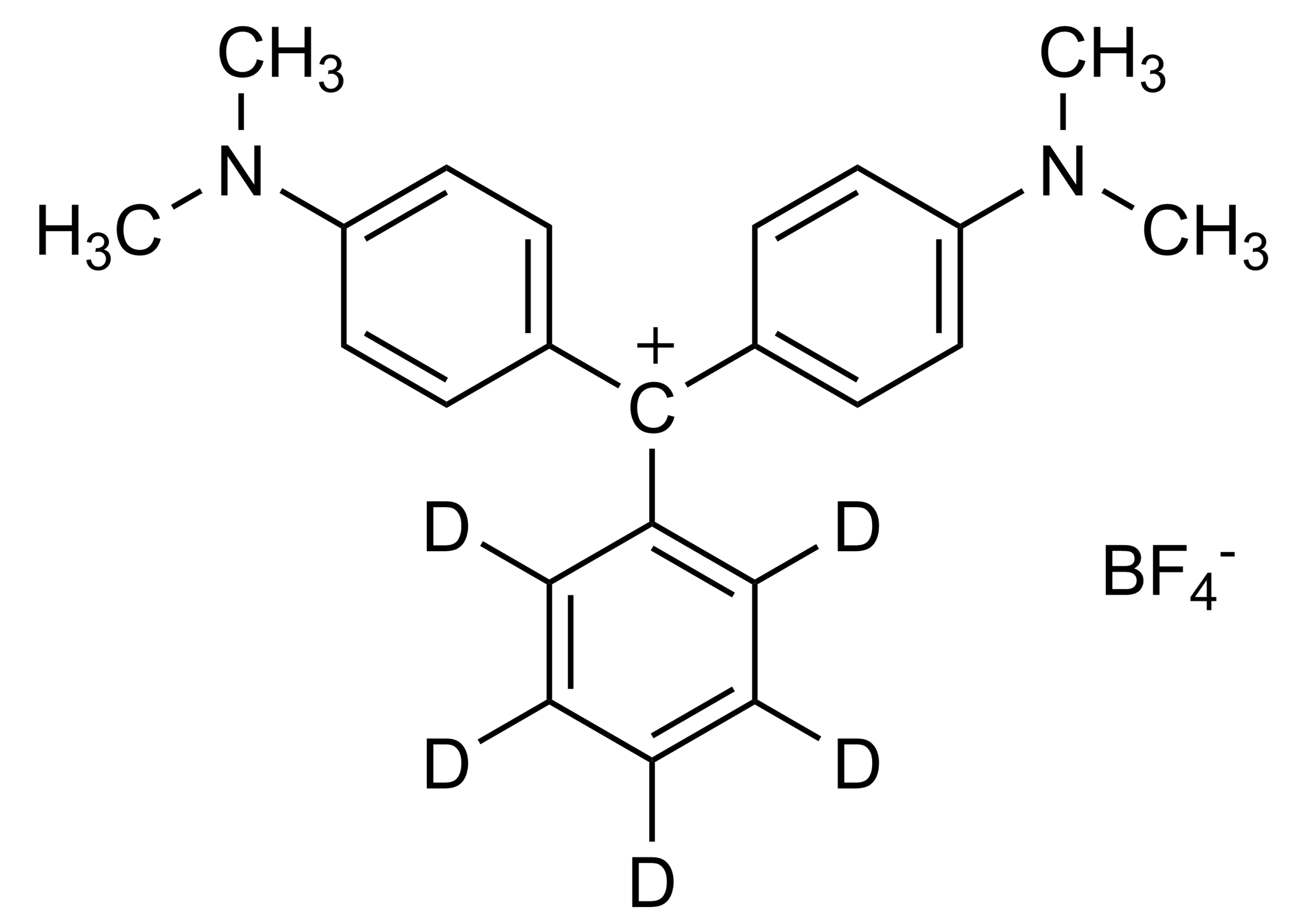 Molecular structure of Malachite green-D5 tetrafluoroborate reference standard for LC-MS/MS and GC-MS