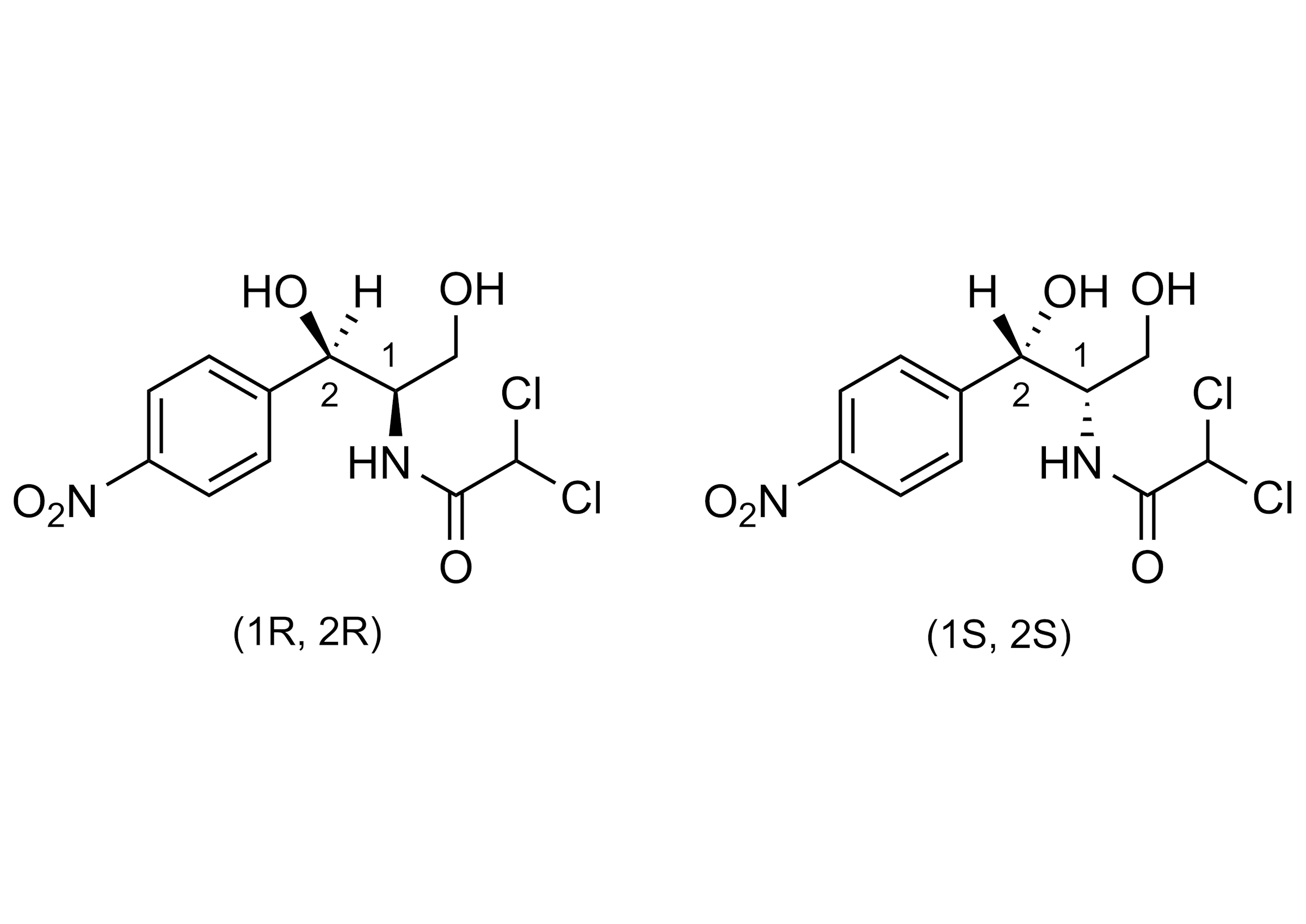 Molecular structure of threo-Chloramphenicol 100 ug/mL in acetonitrile ISO 17034 Reference Material (CAS 579-51-1) reference standard