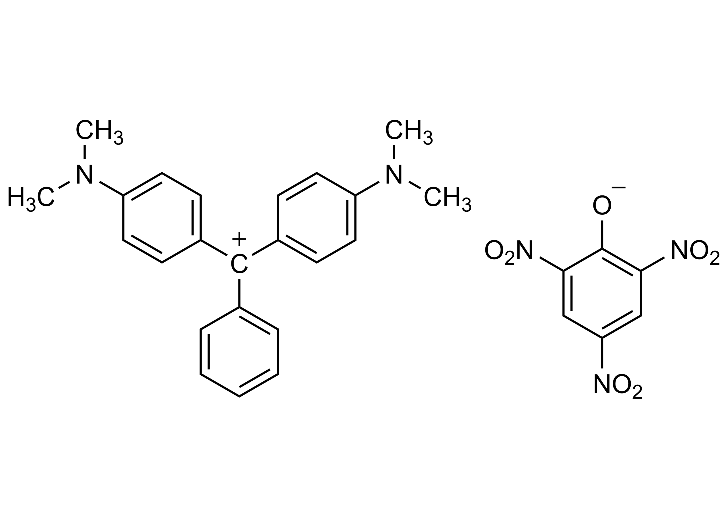 Molecular structure of malachite green picrate reference standard