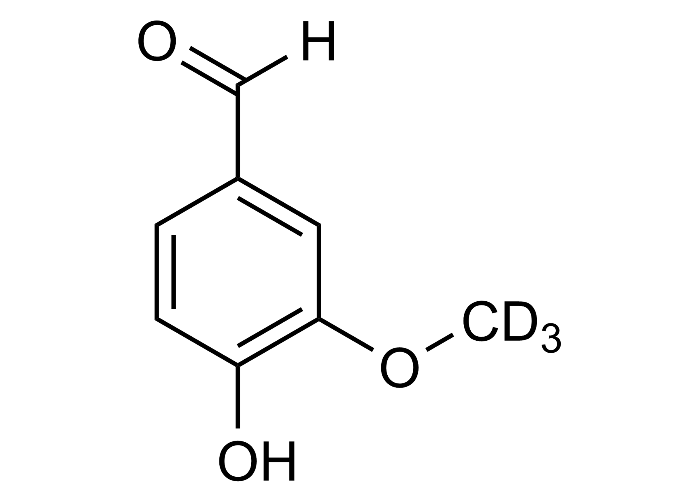 Vanillin D3 molecular structure reference standard for LC-MS/MS and GC-MS quantification CAS 74495-74-2