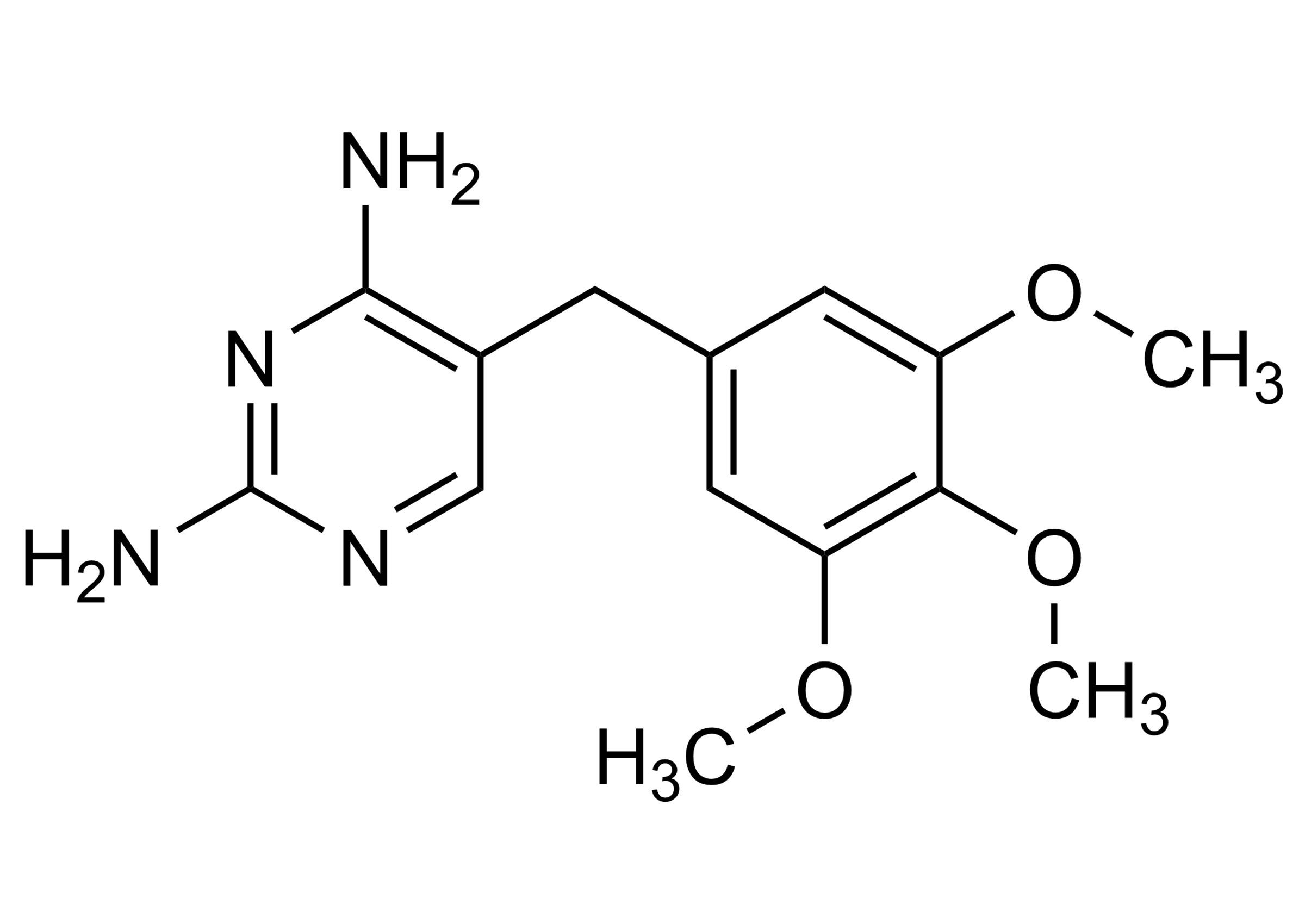 Trimethoprim reference standard molecular structure for LC-MS/MS and GC-MS calibration (CAS 738-70-5)