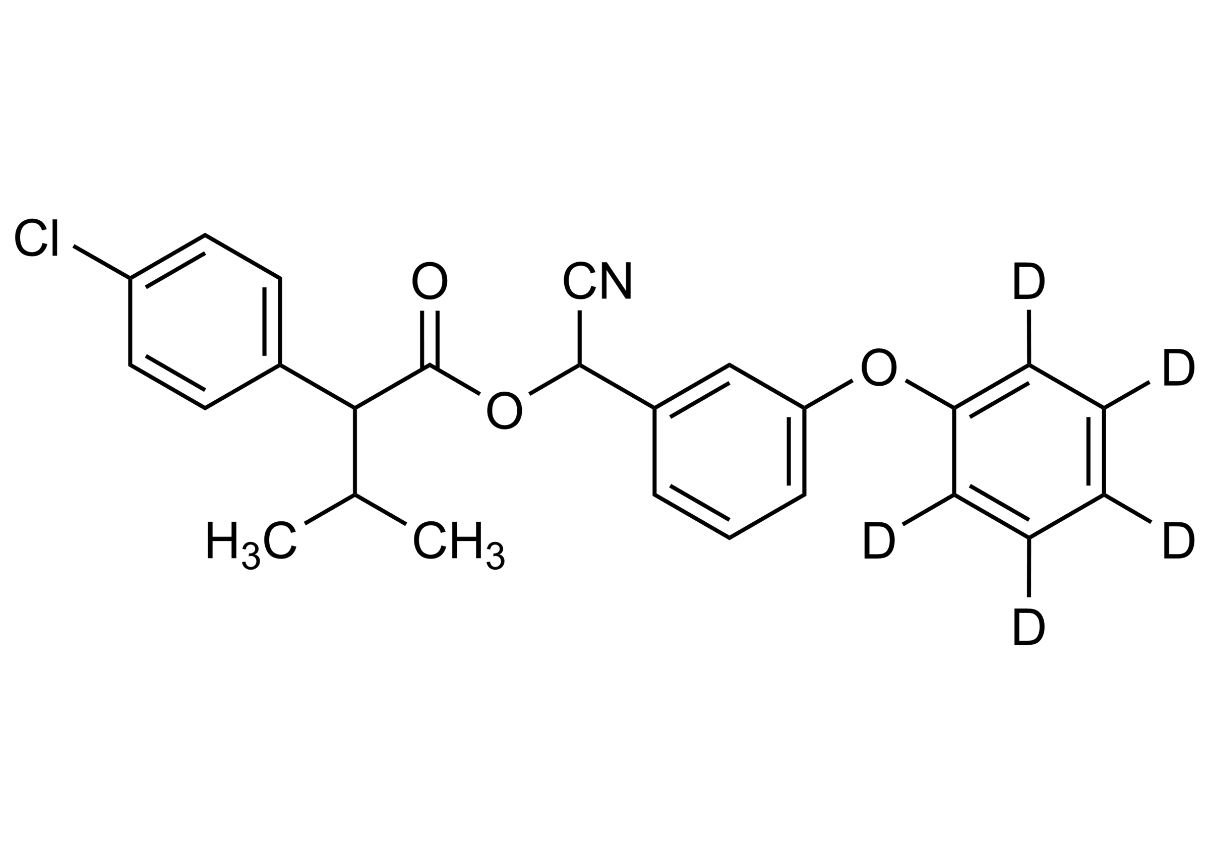 Molecular structure of Fenvalerate-D5 reference standard for LC-MS/MS and GC-MS calibration