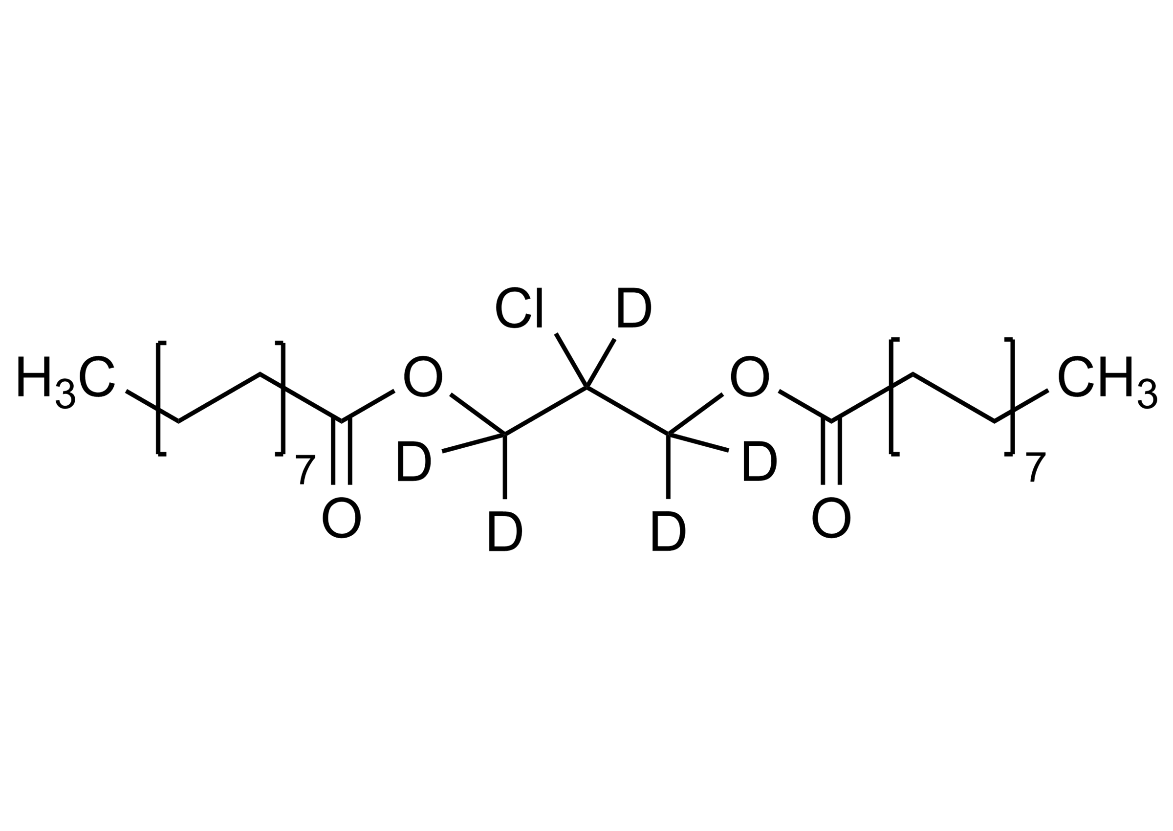 Molecular structure of 1,2-Dipalmitoyl-2-chloropropanediol-D5 reference standard for LC-MS/MS and GC-MS