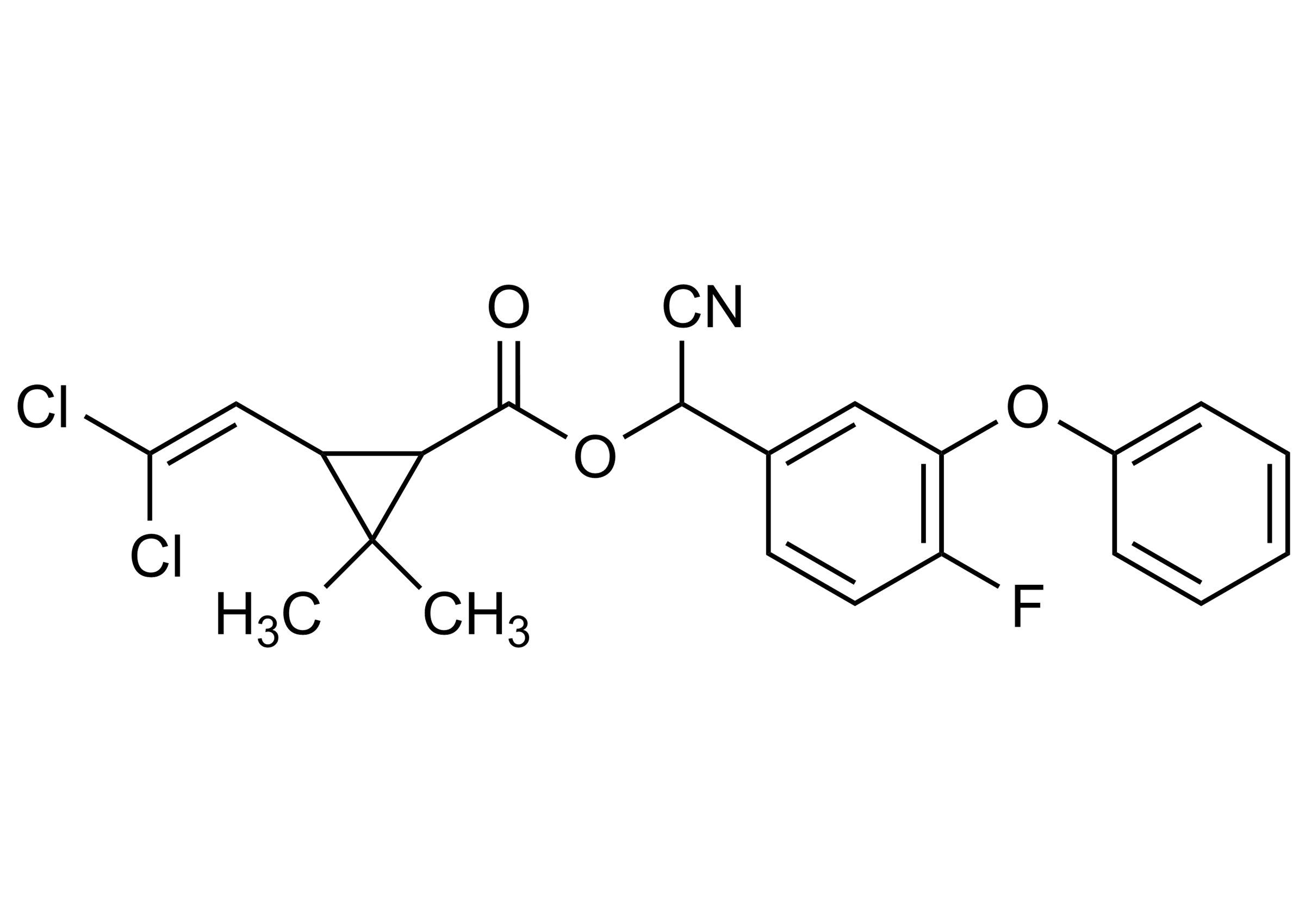 Cyfluthrin mixture of stereoisomers reference standard molecular structure CAS 68359-37-5