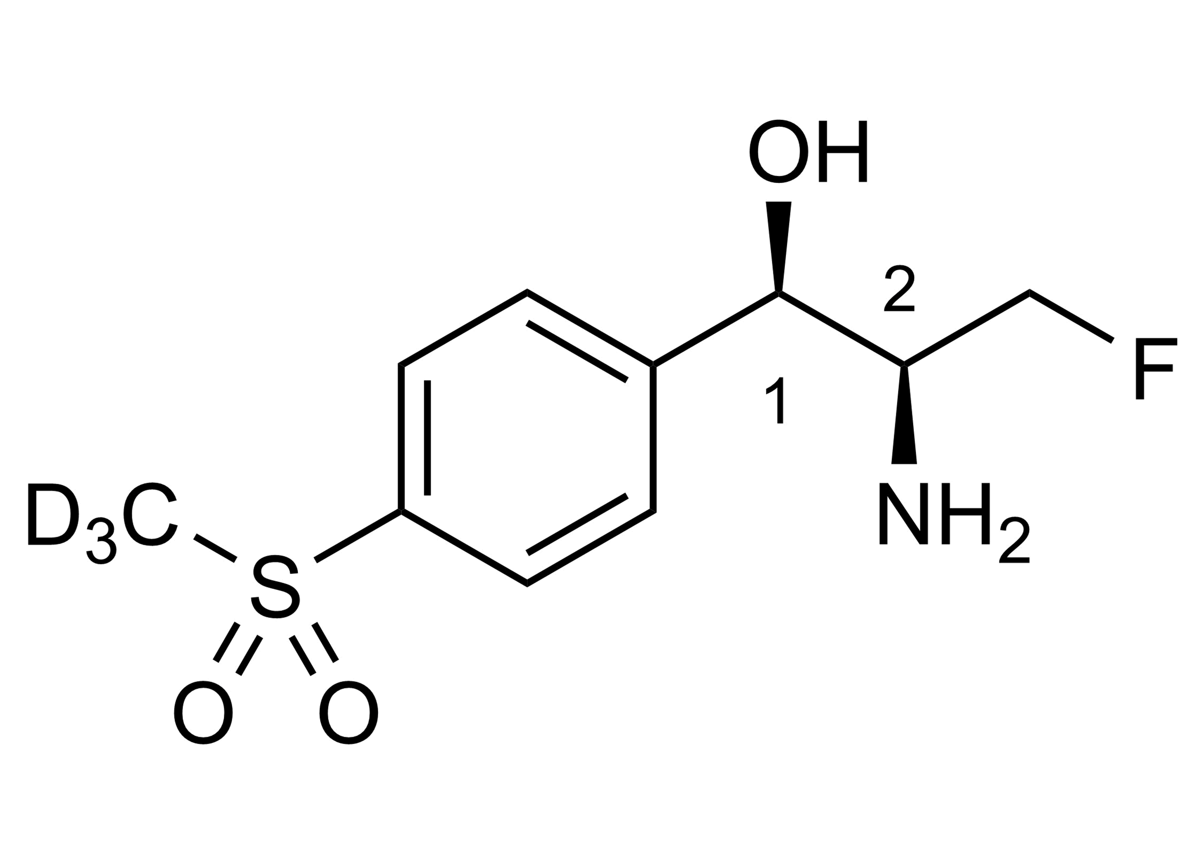 Molecular structure of Florfenicol amine-D3 reference standard