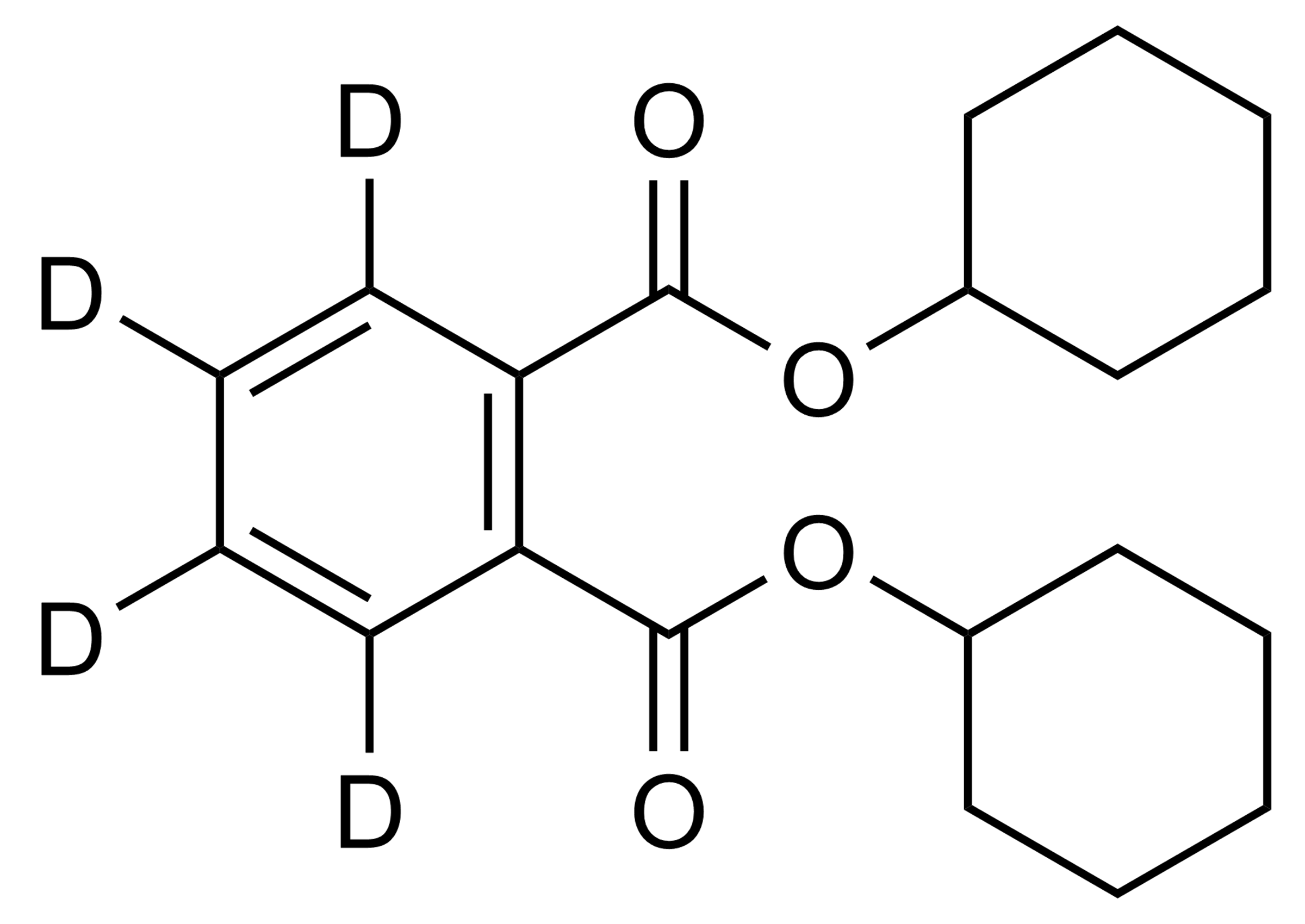 Molecular structure of Dicyclohexyl phthalate D4 reference standard CAS 358731-25-6