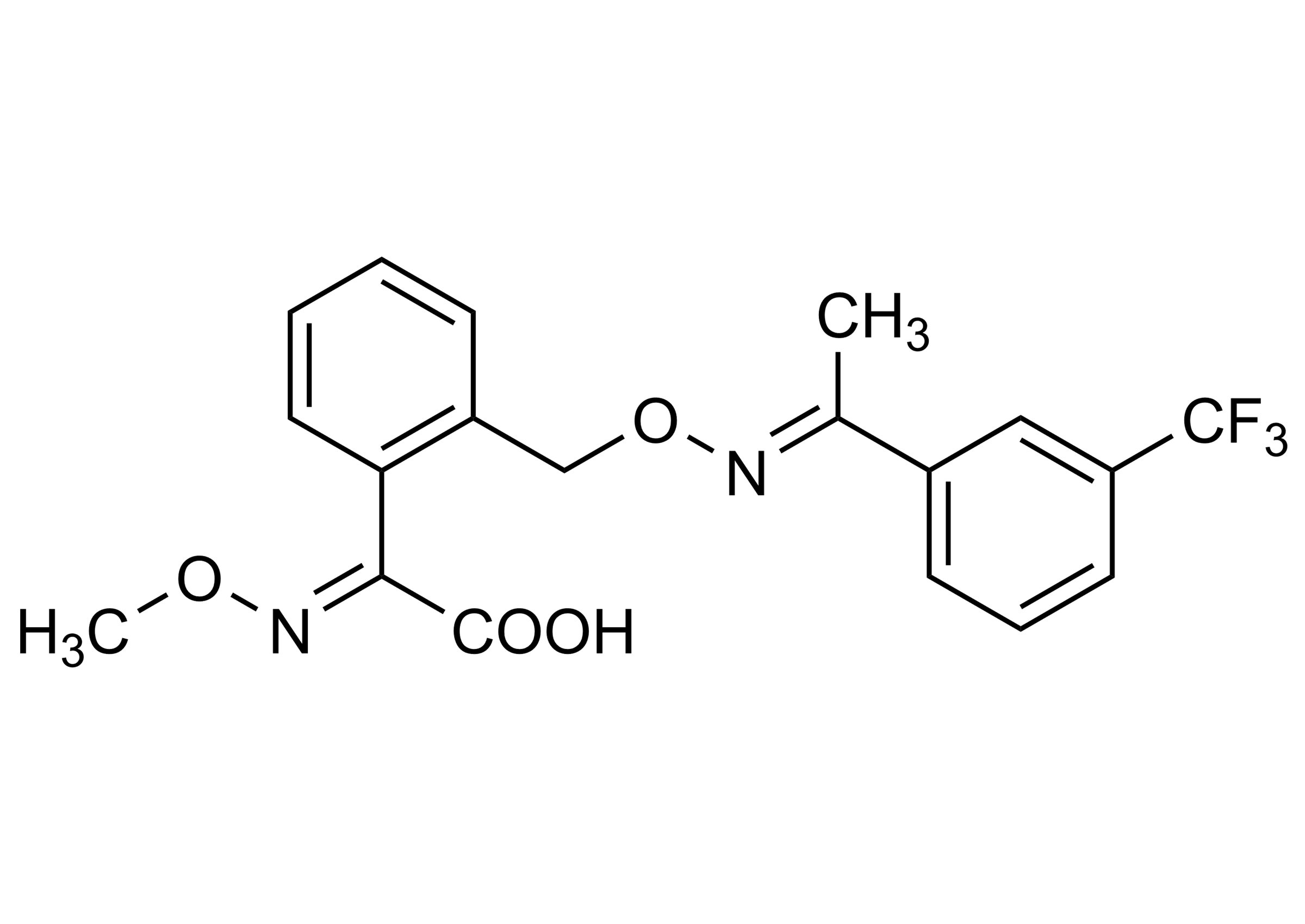 Molecular structure of Trifloxystrobin acid CGA 321113 (CAS 252913-85-2) reference standard for LC-MS/MS and GC-MS