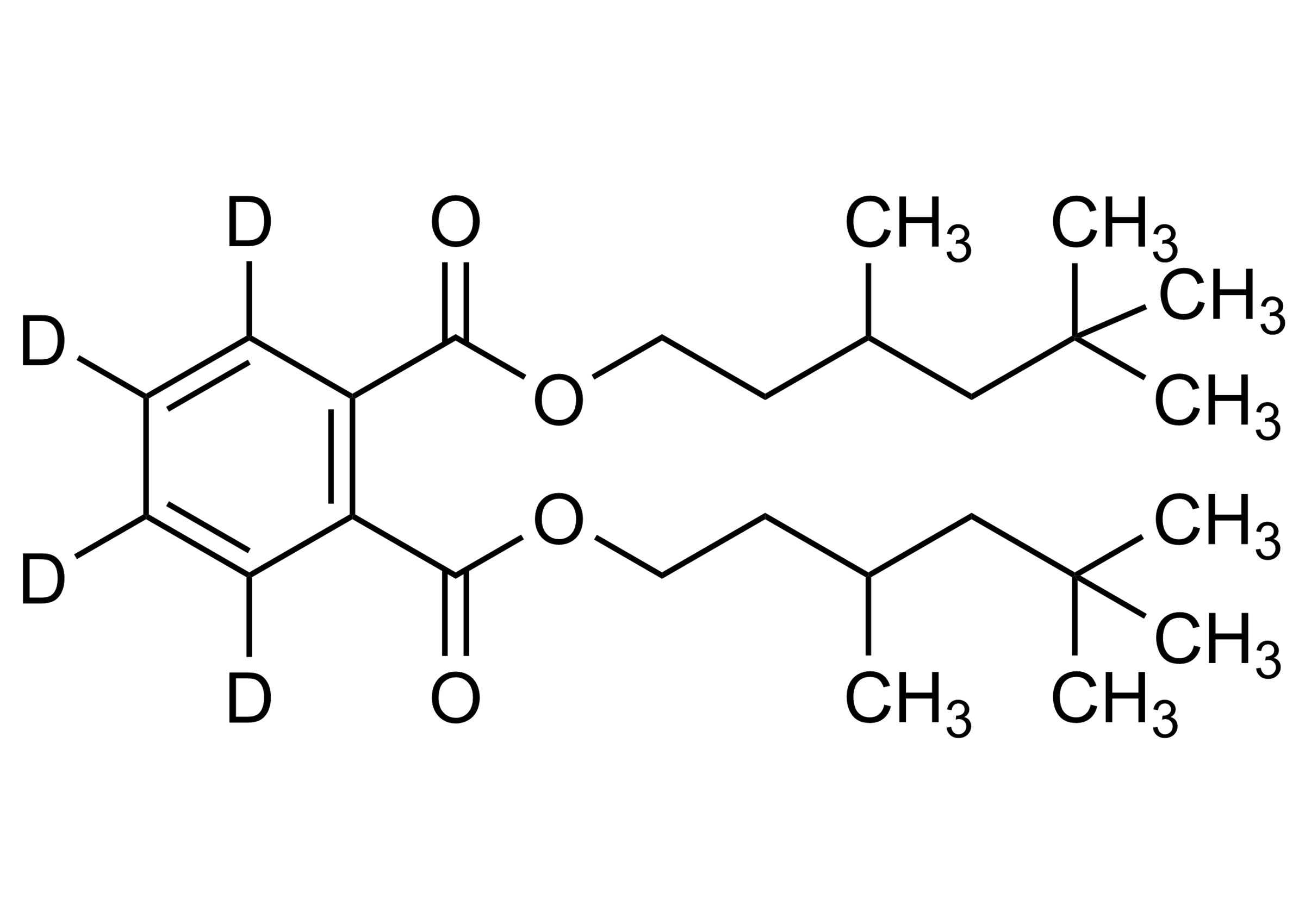 Molecular structure of Bis(3,5,5-trimethylhexyl) phthalate-D4 reference standard for LC-MS/MS and GC-MS