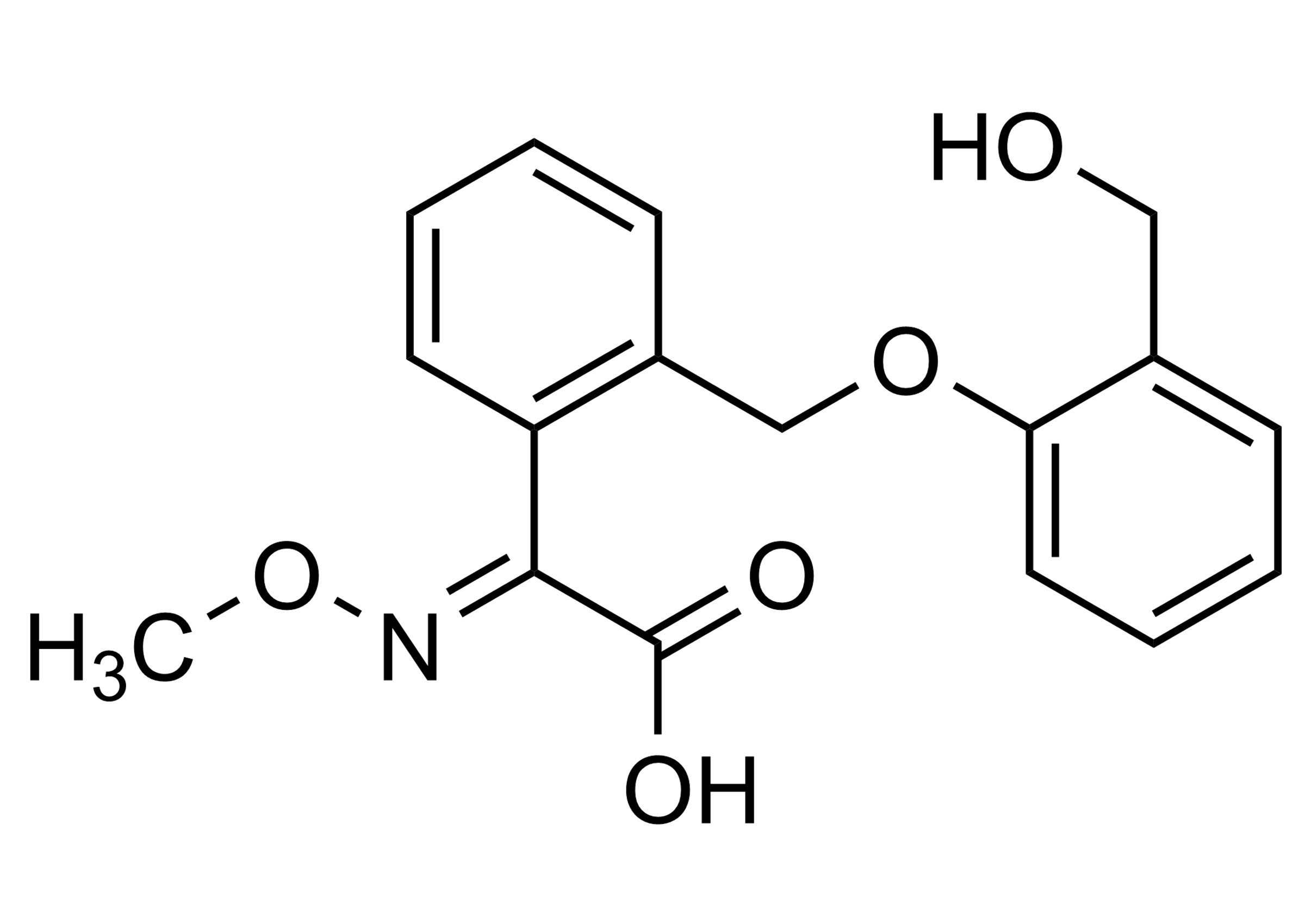 Molecular structure of E Kresoxim 2 hydroxymethyl free acid reference standard CAS 1639810-41-5