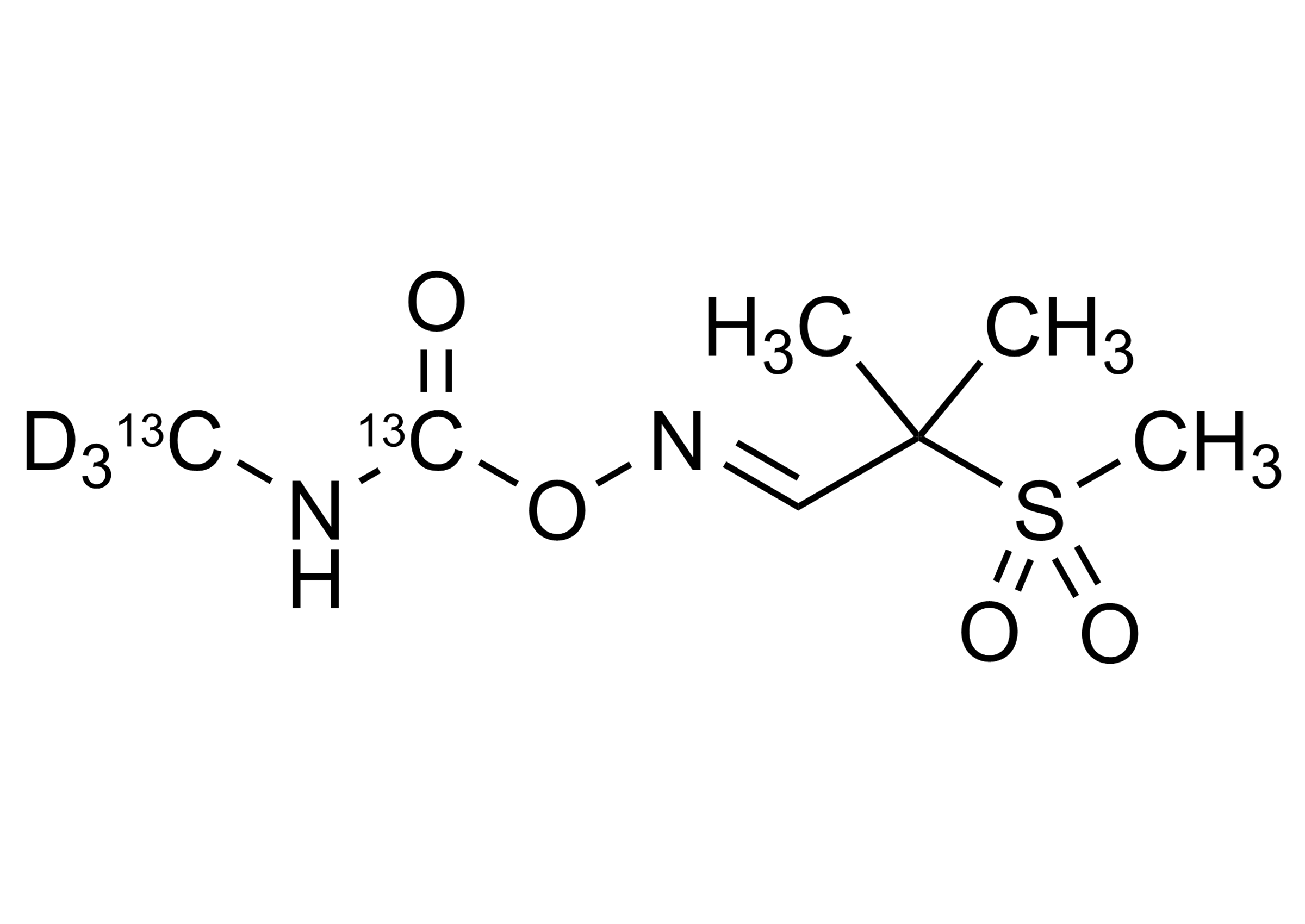 Aldicarb-(N-methyl-13C,D3-carbamoyl-13C)-sulfone reference standard molecular structure, CAS 1261170-76-6