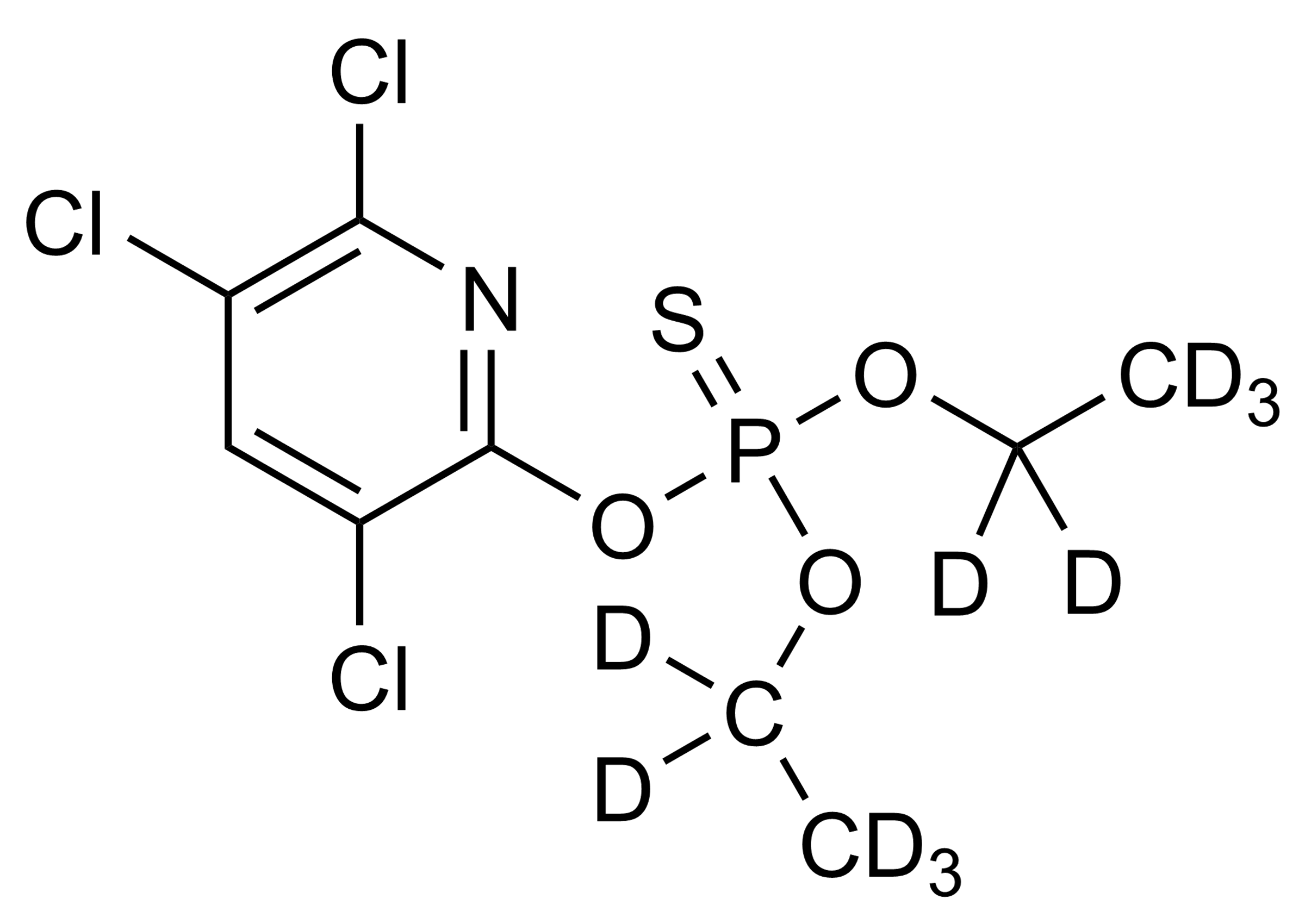 Chlorpyrifos-D10 molecular structure reference standard for LC-MS/MS and GC-MS quantification