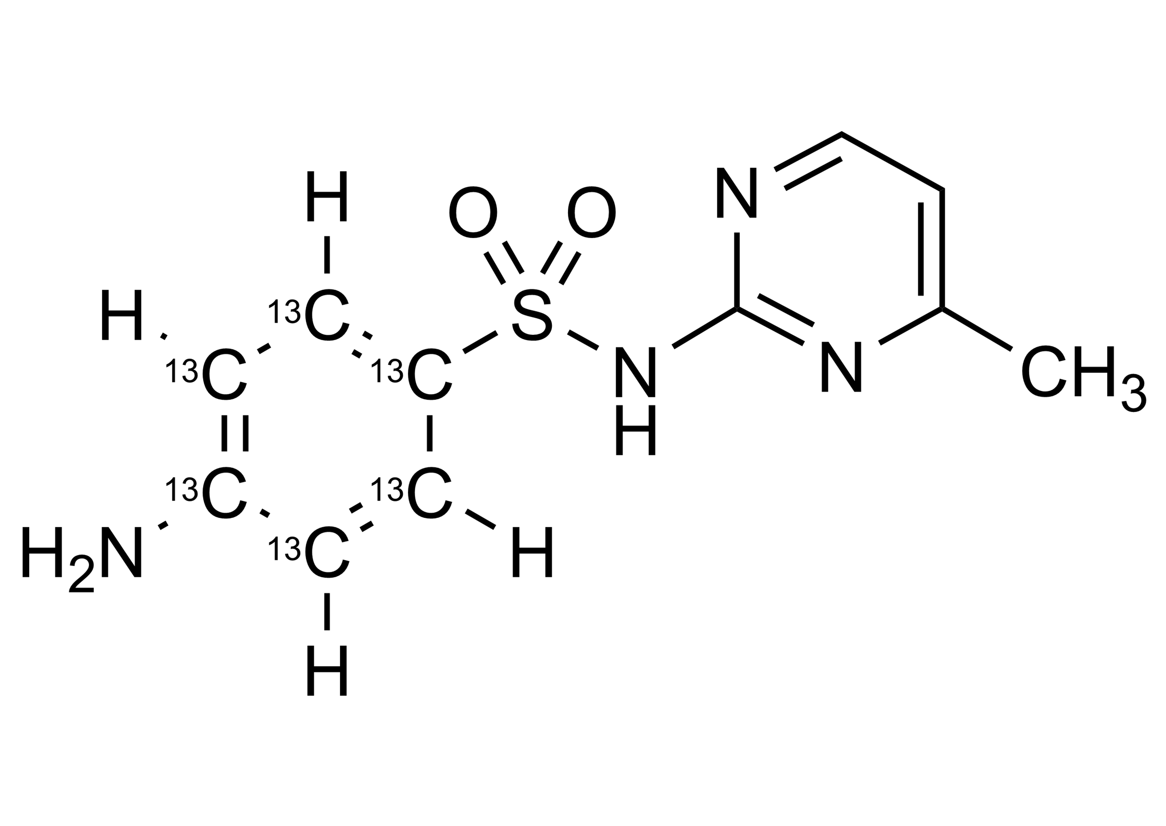 Sulfamerazine-13C6 reference standard molecular structure for LC-MS/MS and GC-MS quantification