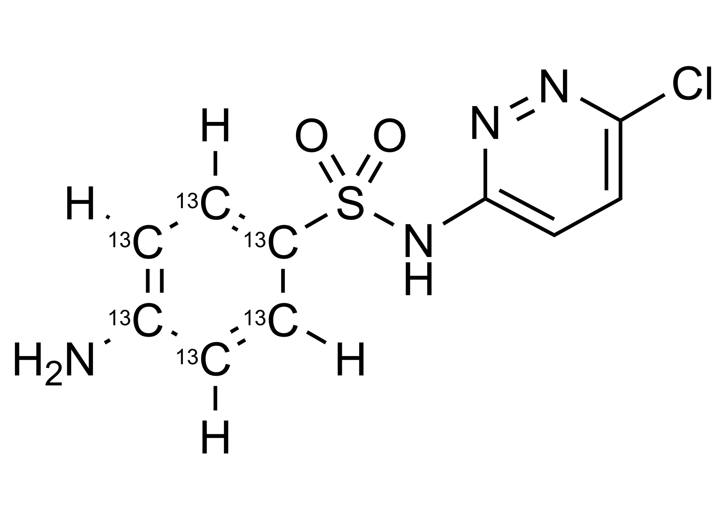 Sulfachloropyridazine-13C6 molecular structure reference standard for LC-MS/MS and GC-MS