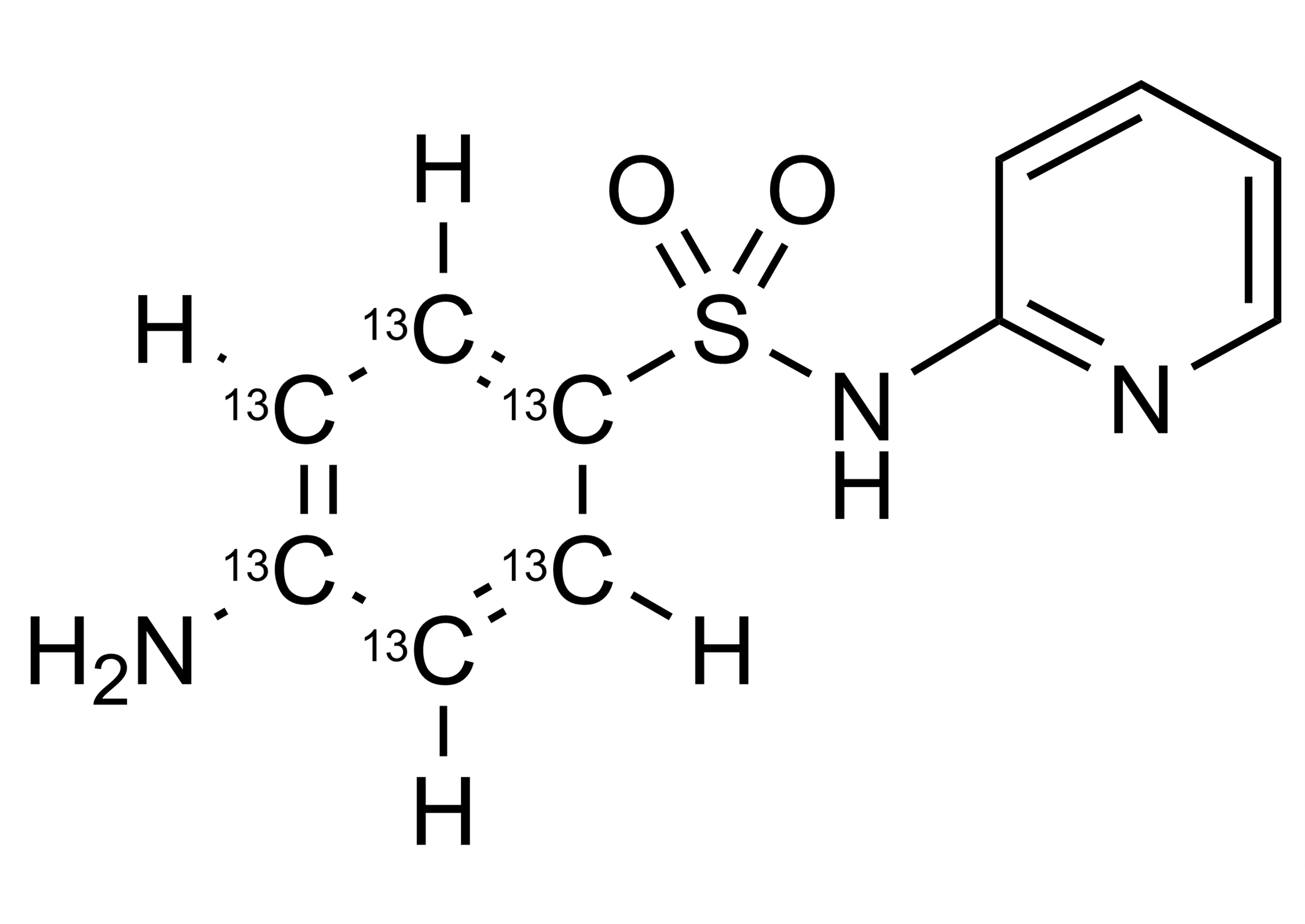 Sulfapyridine-13C6 reference standard molecular structure for LC-MS/MS and GC-MS calibration