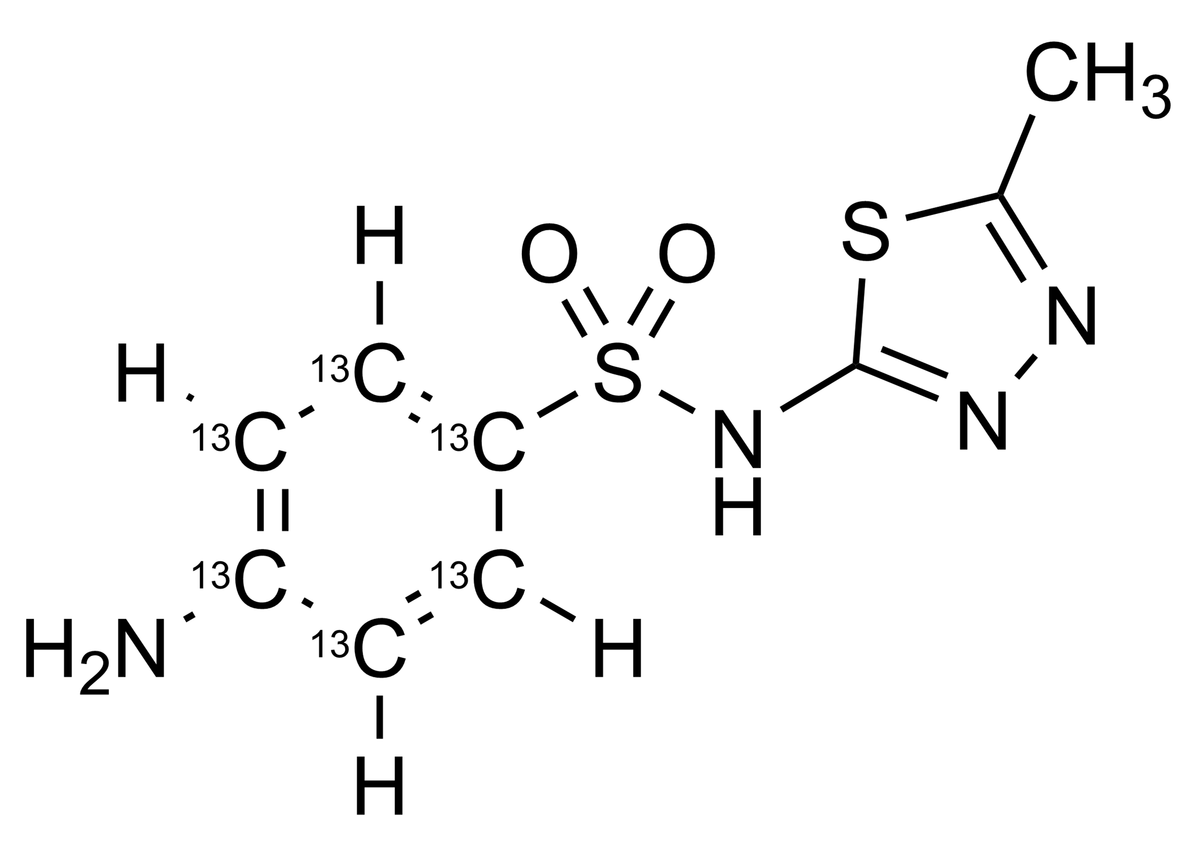 Sulfamethizole 13C6 Reference Standard Molecular Structure Sulfamethizole 13C6 reference standard molecular structure for LC-MS/MS and GC-MS analysis