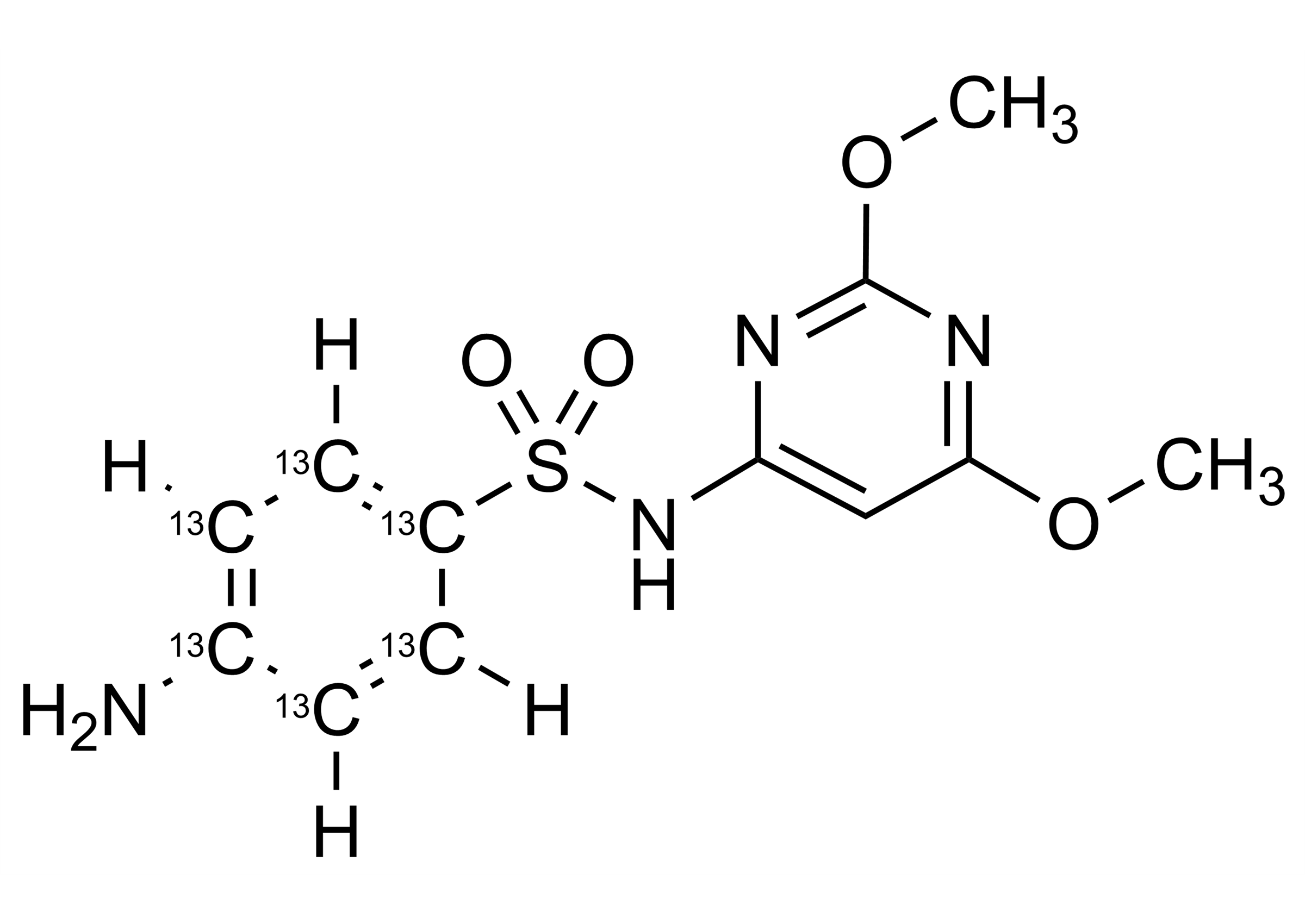 Sulfadimethoxine-13C6 reference standard molecular structure (CAS 1334378-48-1)