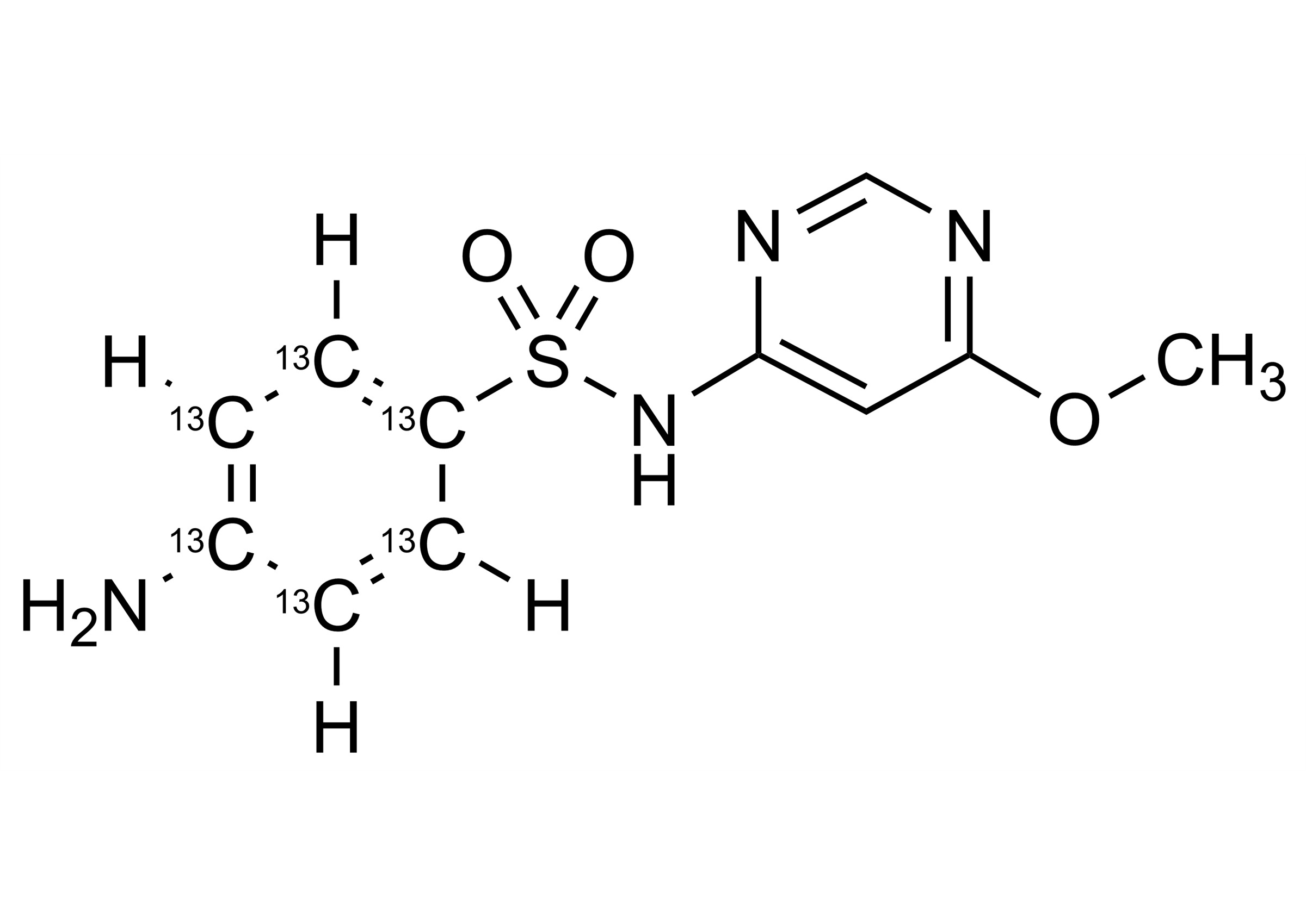 Sulfamonomethoxine-13C6 molecular structure reference standard for LC-MS/MS and GC-MS