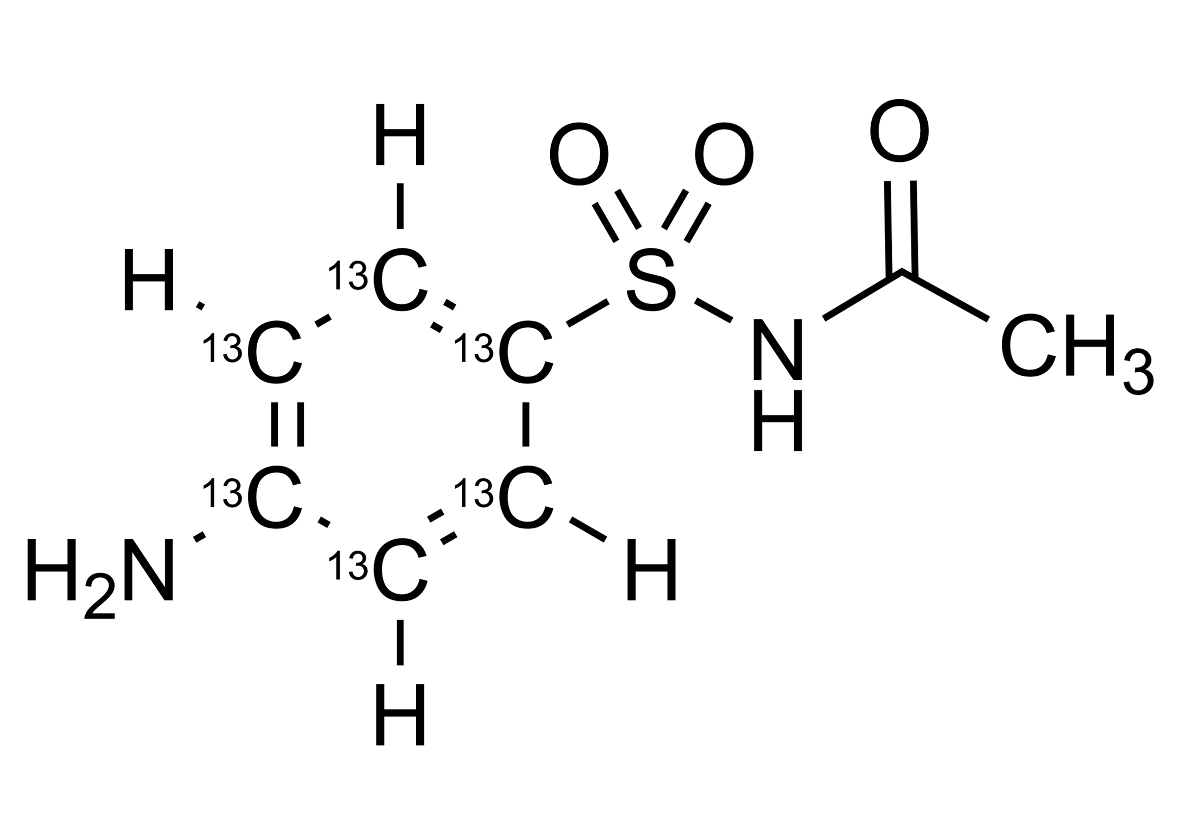Sulfacetamide 13C6 reference standard molecular structure for LC-MS/MS and GC-MS calibration
