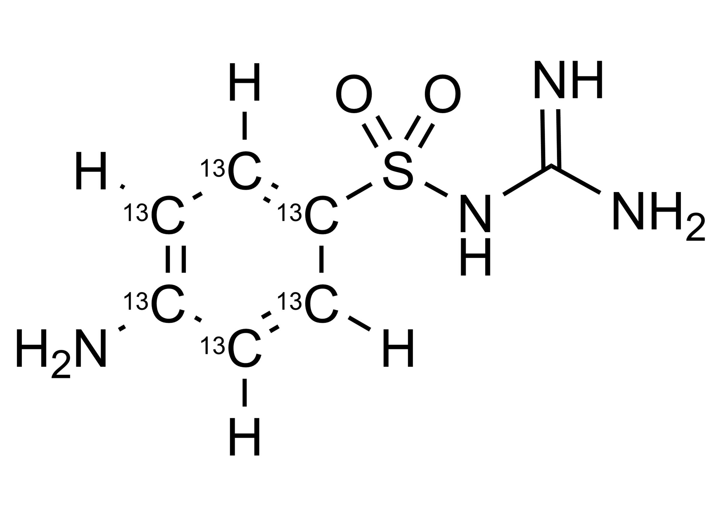 Sulfaguanidine 13C6 reference standard molecular structure for LC-MS/MS and GC-MS