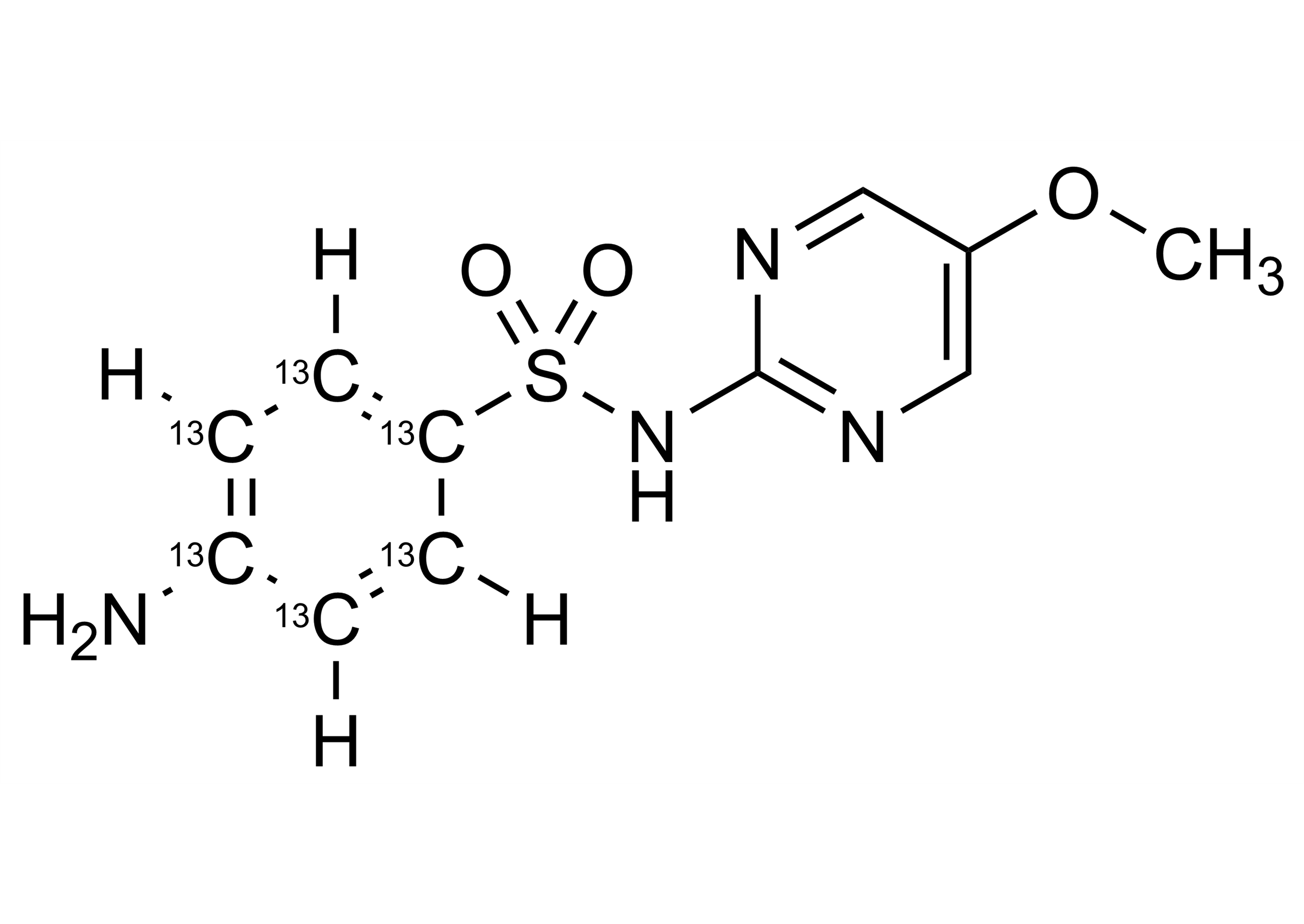 Sulfameter-13C6 Sulfametoxydiazine-13C6 molecular structure reference standard from WITEGA Laboratorien Berlin-Adlershof GmbH