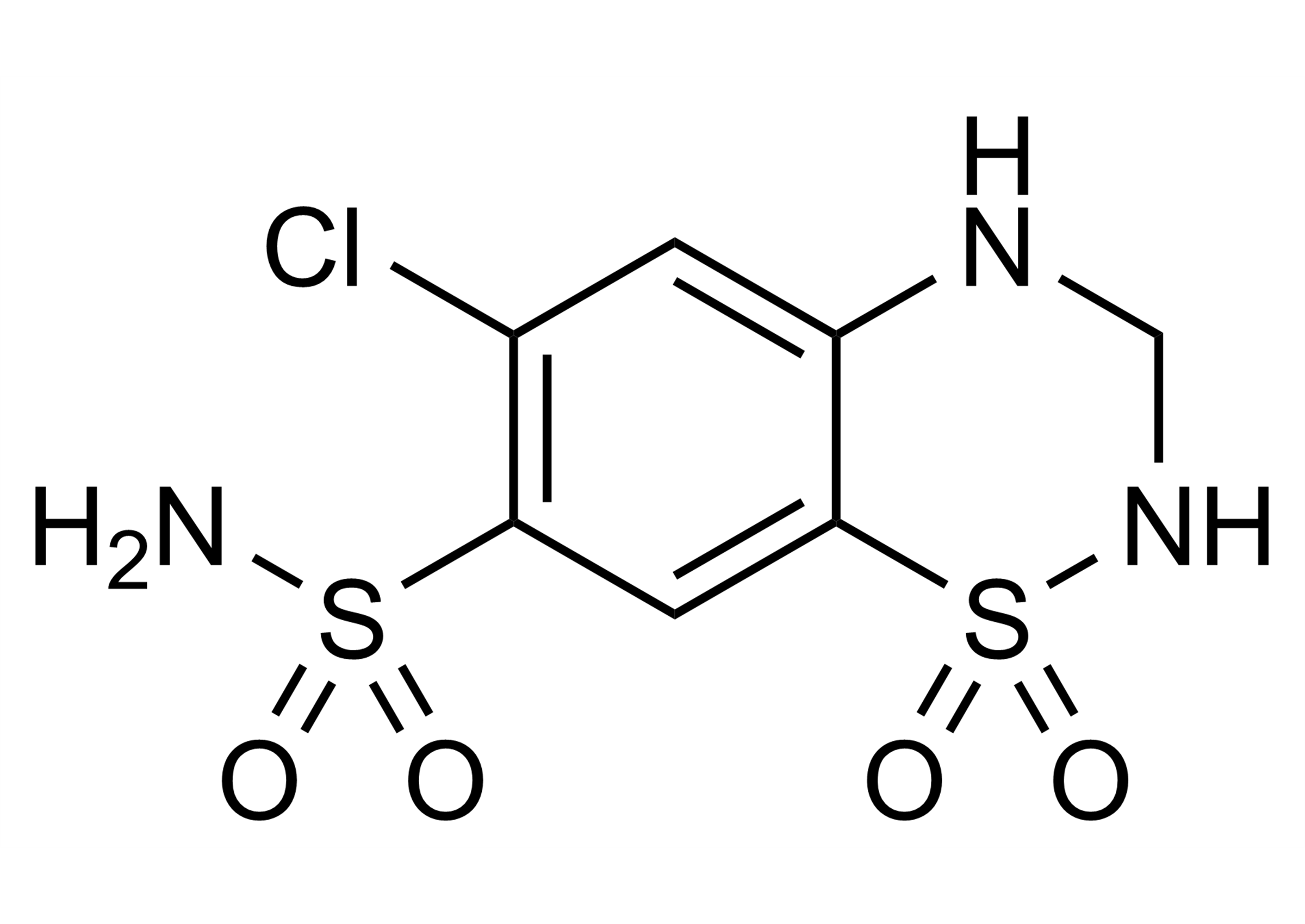 Hydrochlorothiazide reference standard molecular structure (CAS 58-93-5)