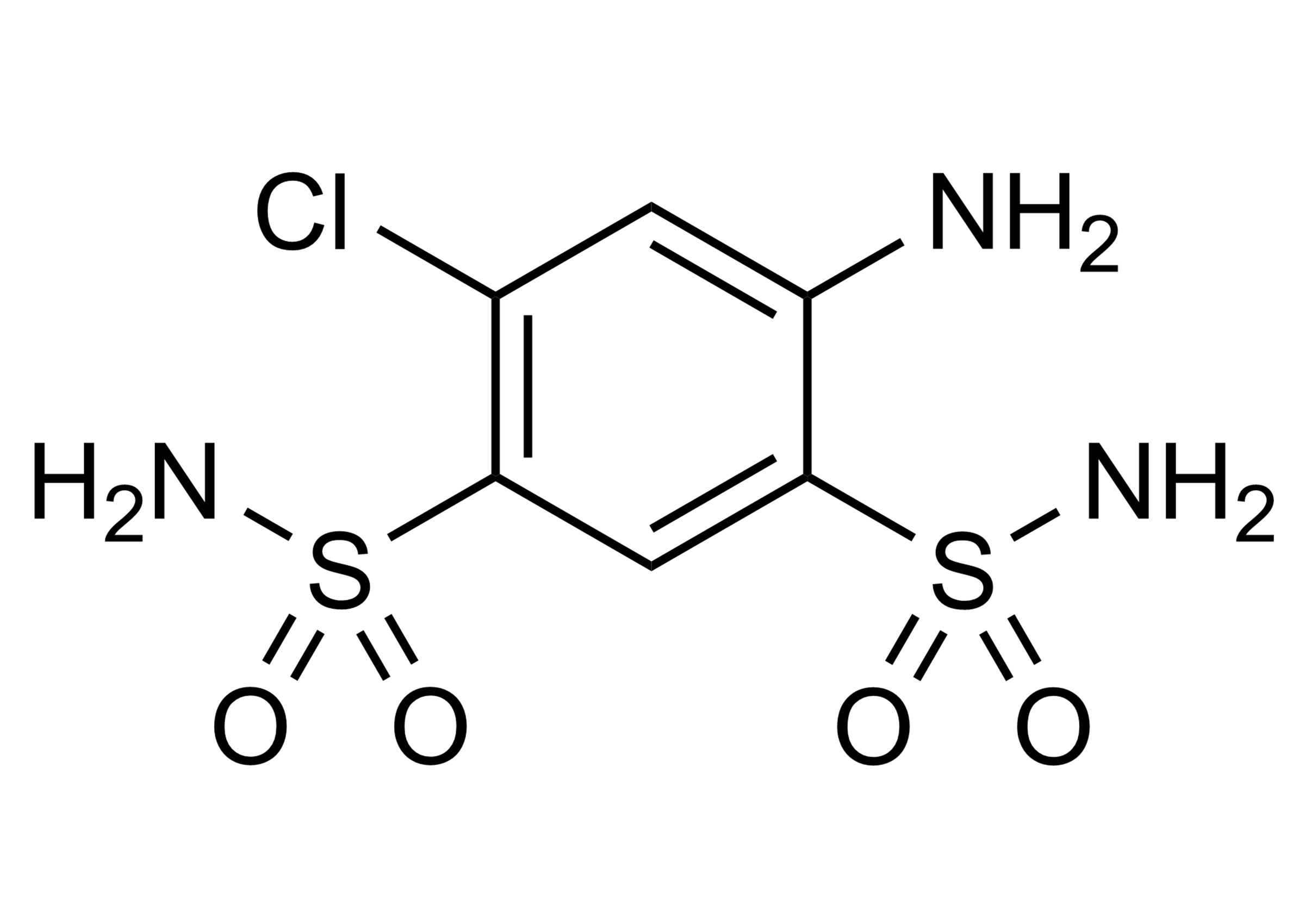4-Amino-6-chloro-1,3-benzenedisulfonamide reference standard molecular structure (CAS 121-30-2)