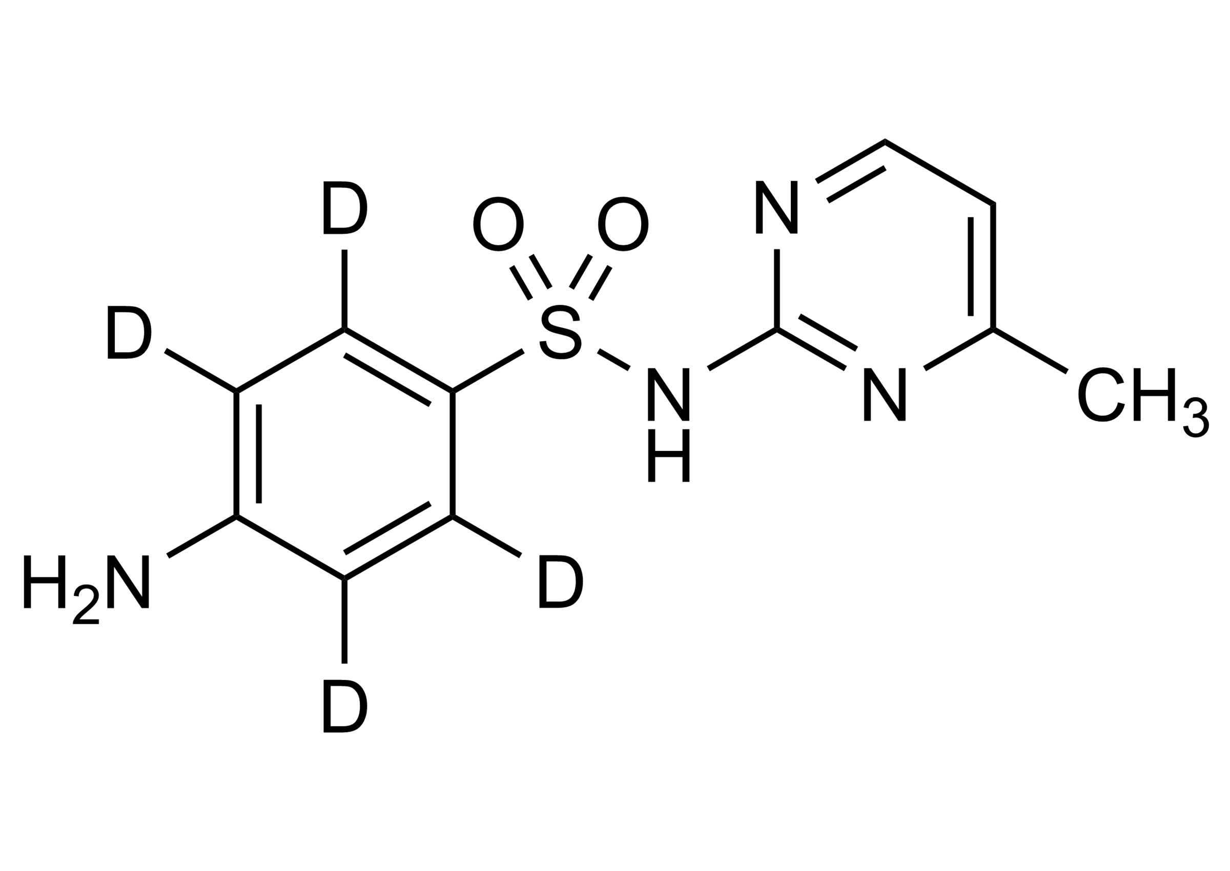Sulfamerazine D4 Reference Standard Structure Image Molecular structure of Sulfamerazine D4 reference standard for LC-MS/MS and GC-MS quantification