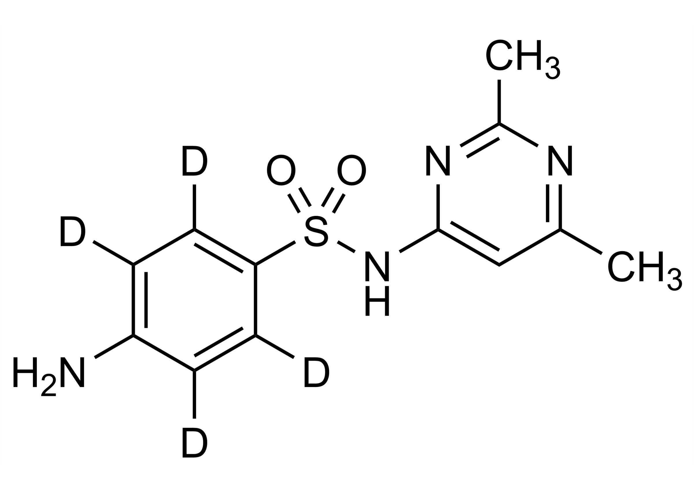Molecular structure of Sulfisomidine D4 Sulfaisodimidine D4 reference standard for LC-MS/MS and GC-MS (CAS 2732915-77-2)