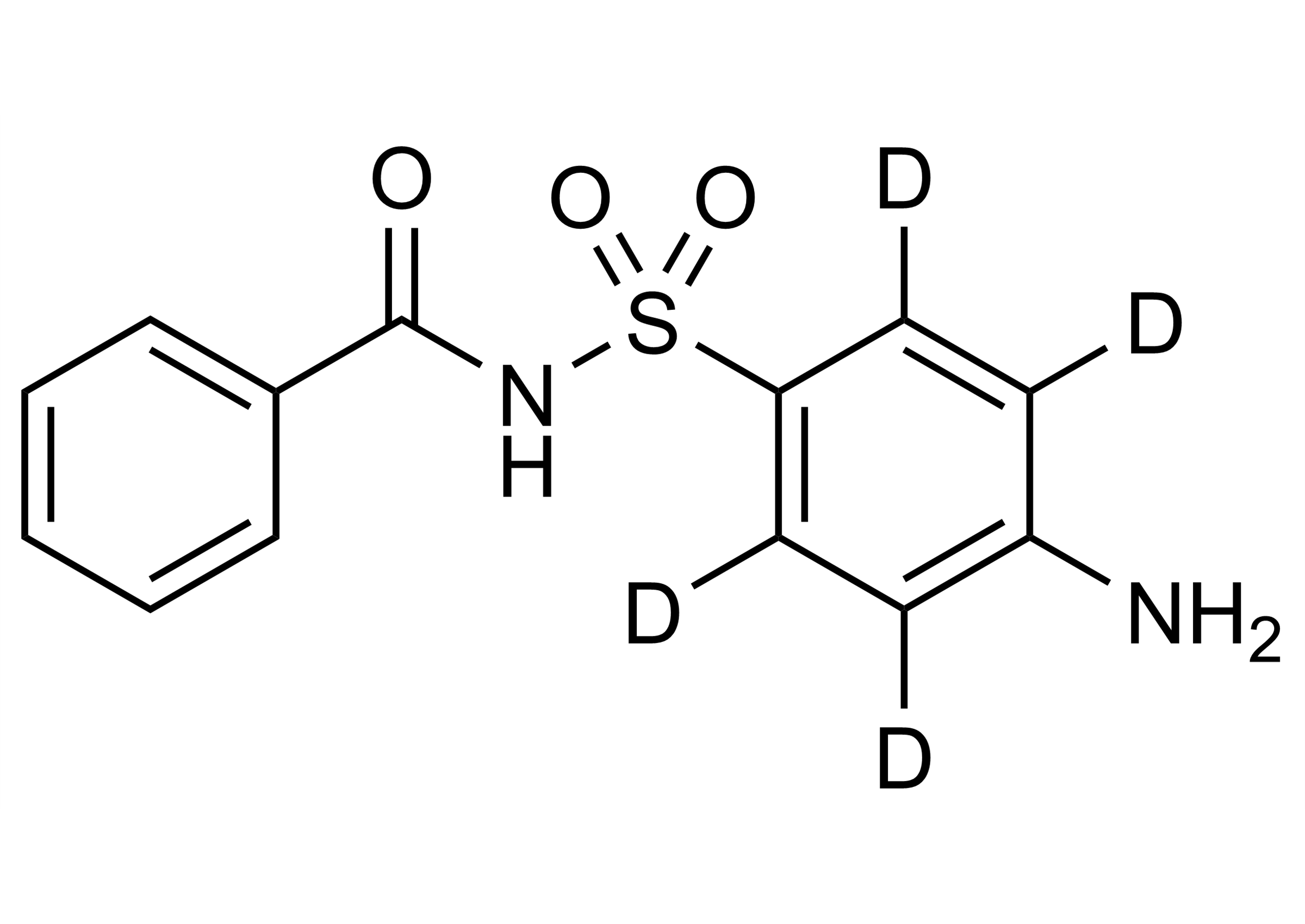 Molecular structure of Sulfabenzamide D4 reference standard