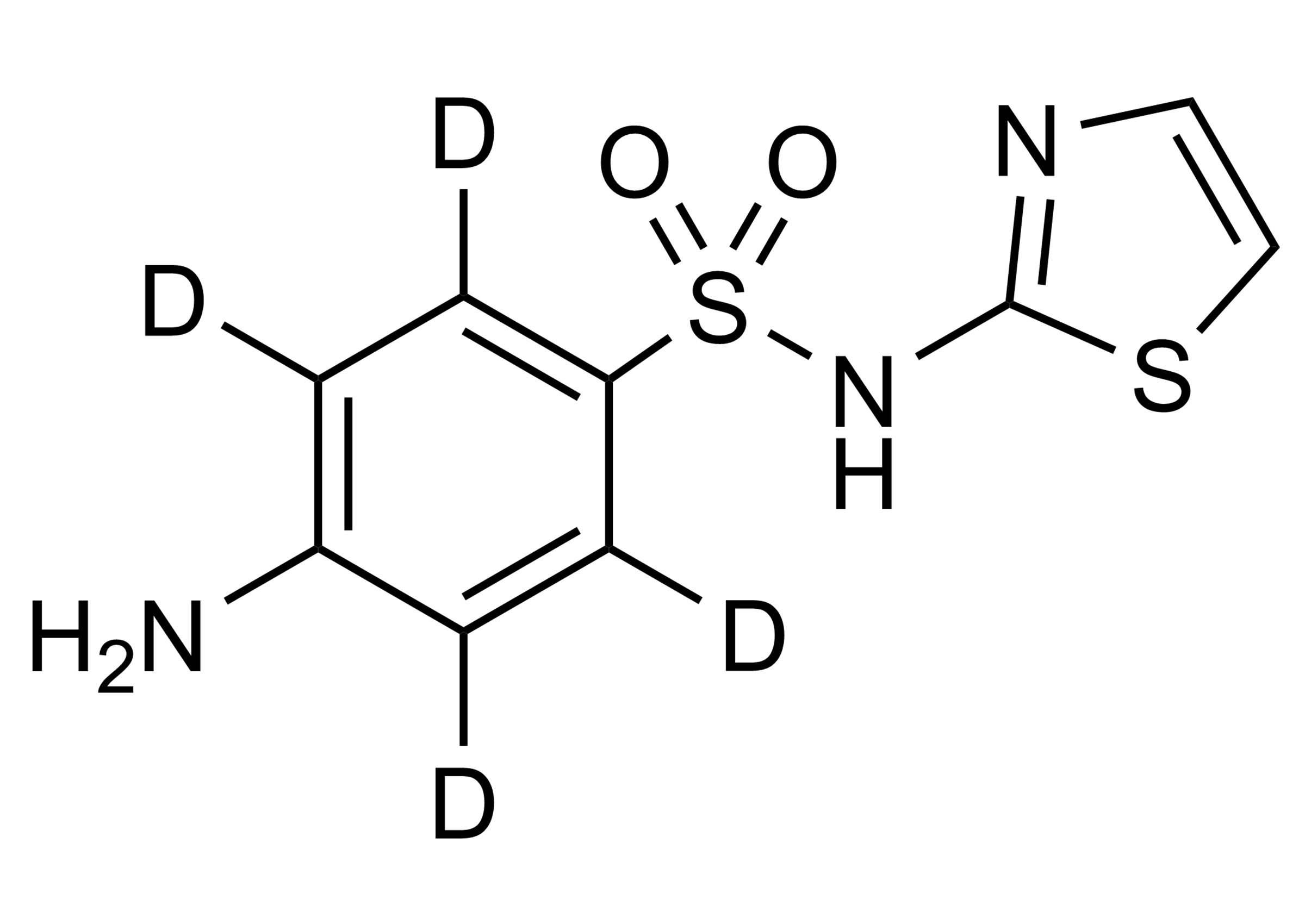 Molecular structure of Sulfathiazole-D4 reference standard