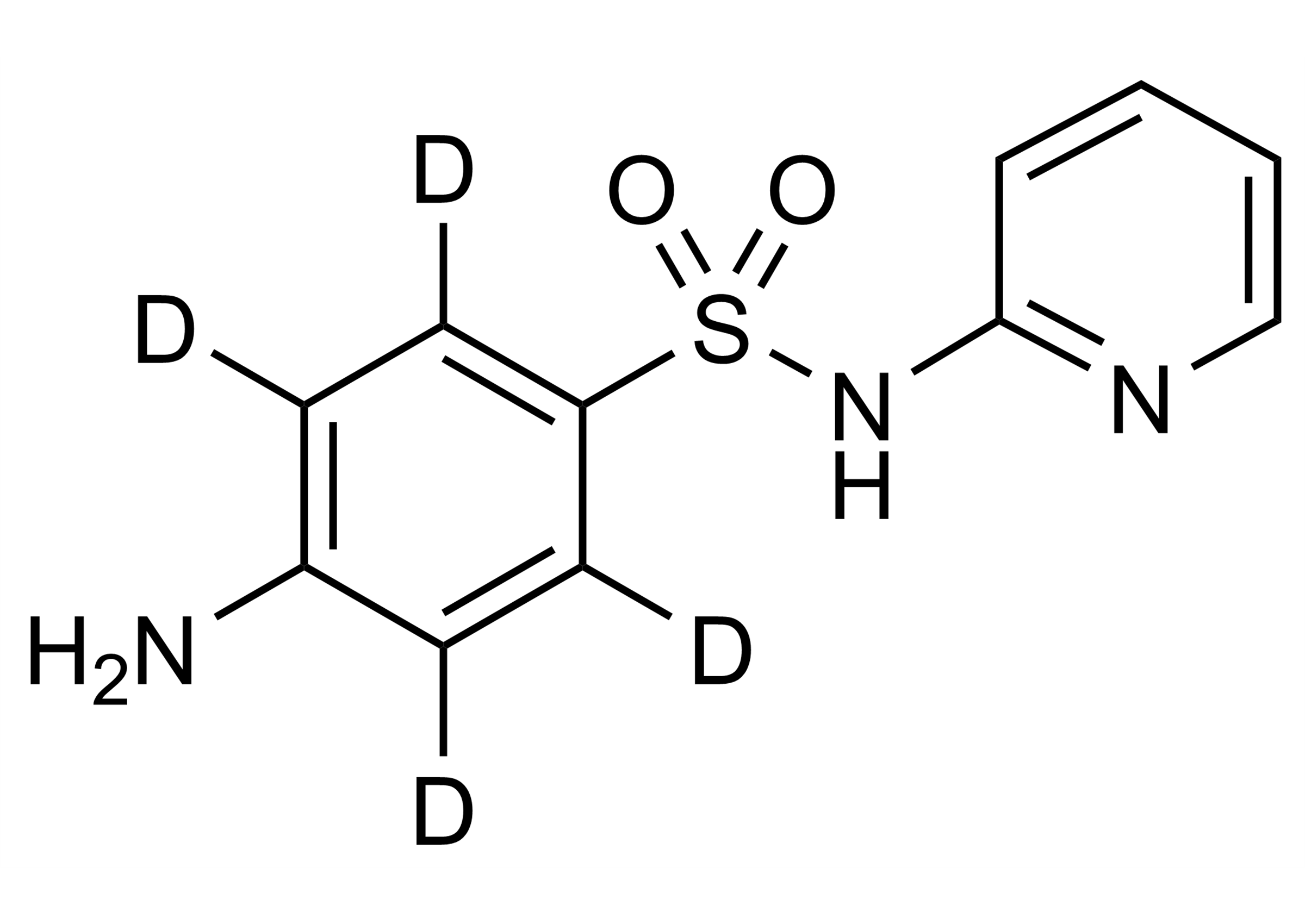 Molecular structure of Sulfapyridine-D4 reference standard