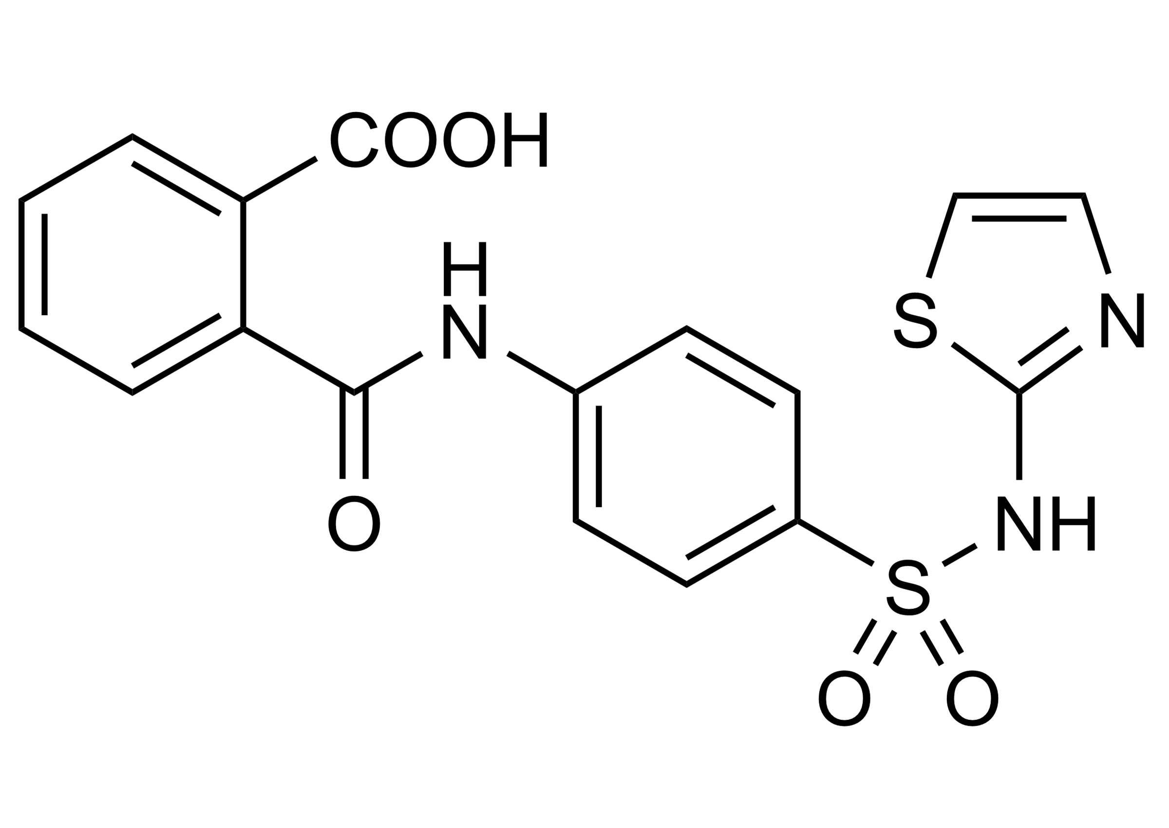 Molecular structure of Phthalylsulfathiazole reference standard