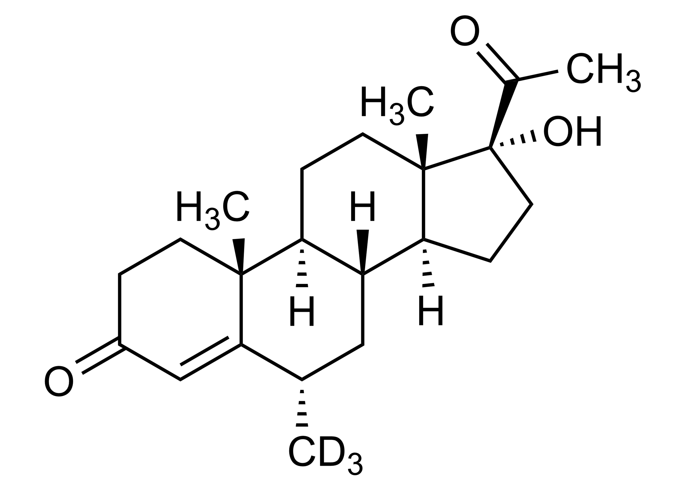 Medroxyprogesterone D3 Reference Standard Structure Medroxyprogesterone D3 reference standard molecular structure for LC-MS/MS and GC-MS calibration