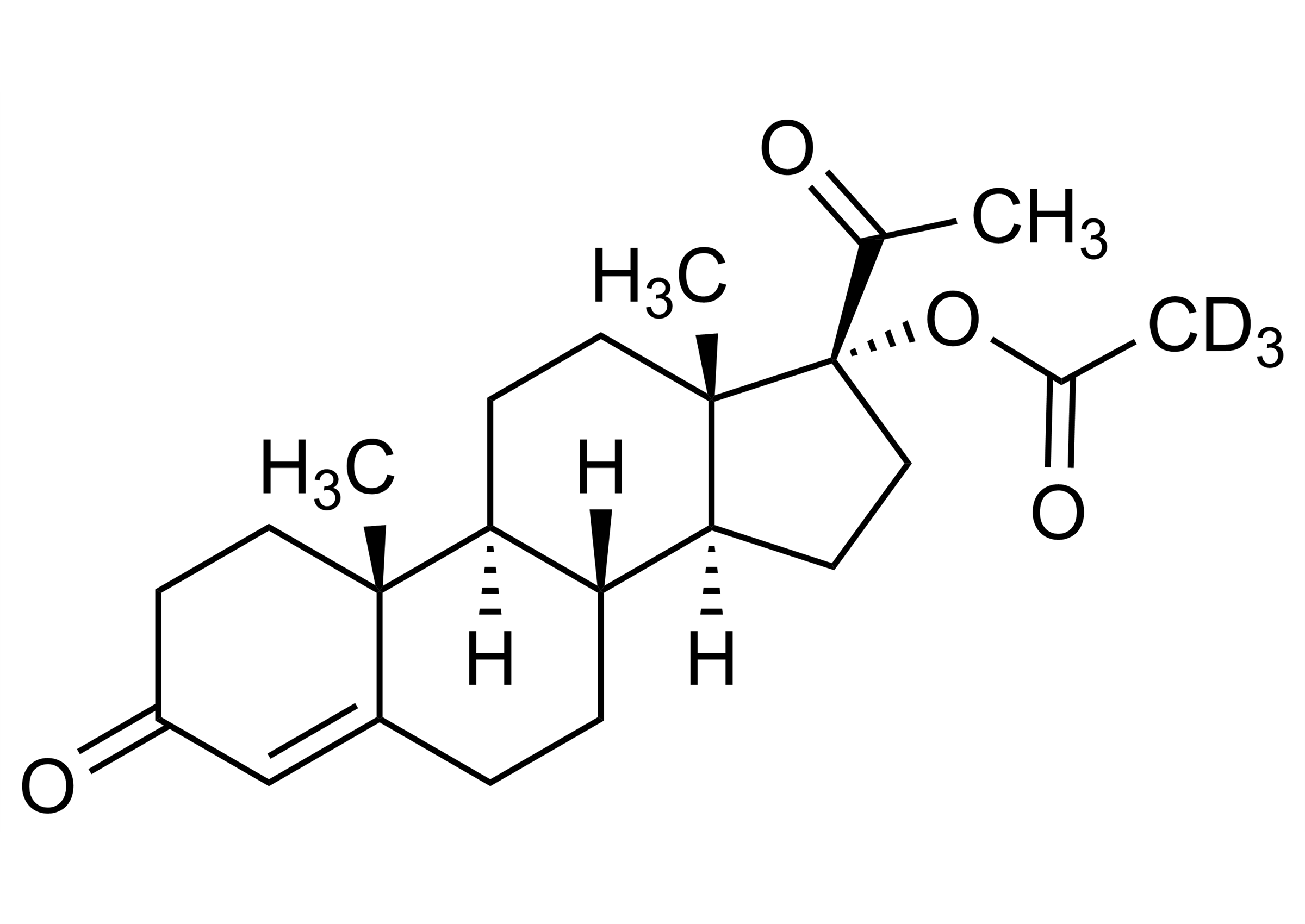 17 Acetoxyprogesterone D3 Reference Standard Molecular Structure Molecular structure of 17 Acetoxyprogesterone D3 reference standard for LC-MS/MS and GC-MS analysis