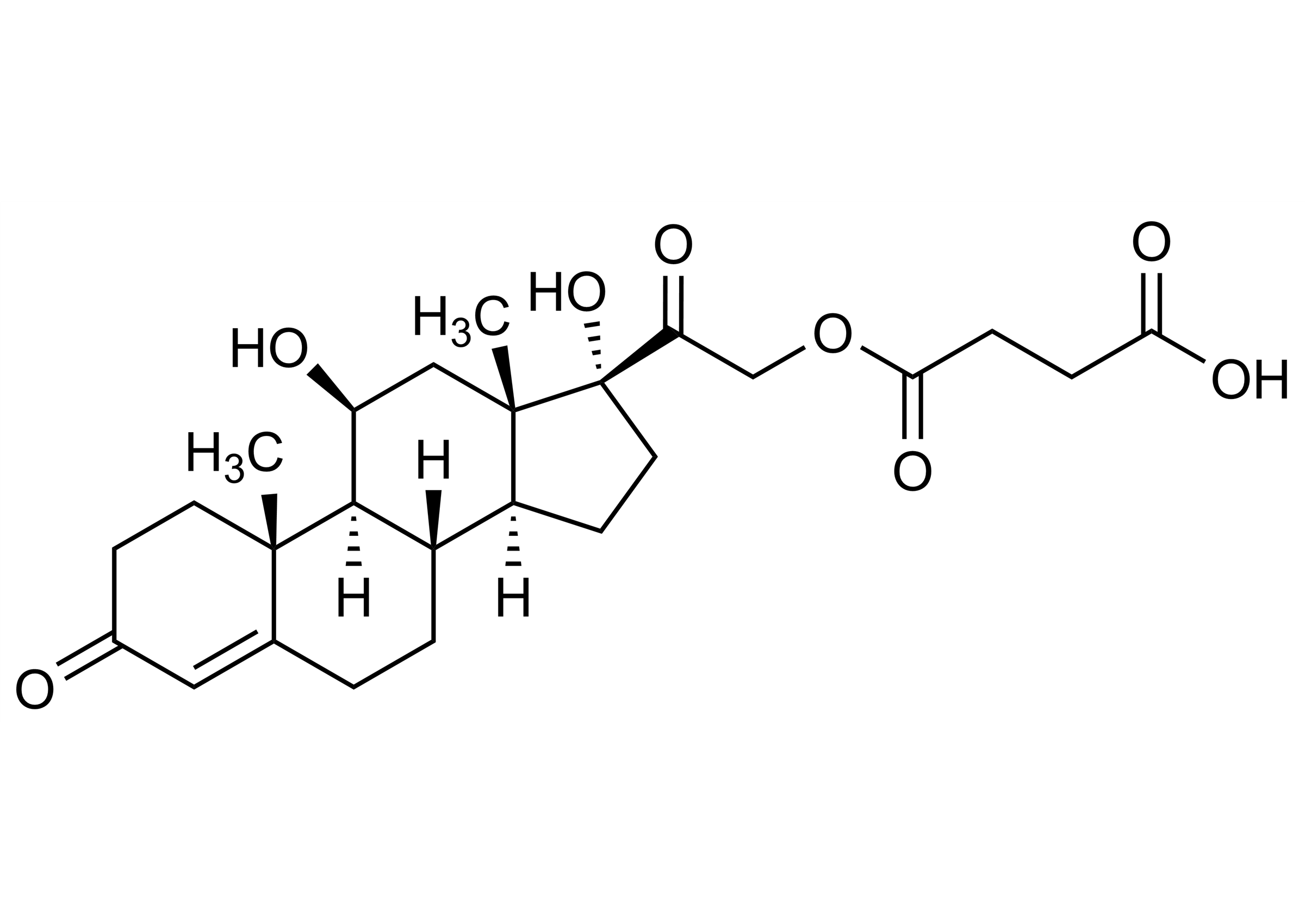 Hydrocortisone 21-hemisuccinate Reference Standard Structure Molecular structure of Hydrocortisone 21-hemisuccinate reference standard for LC-MS/MS and GC-MS analysis