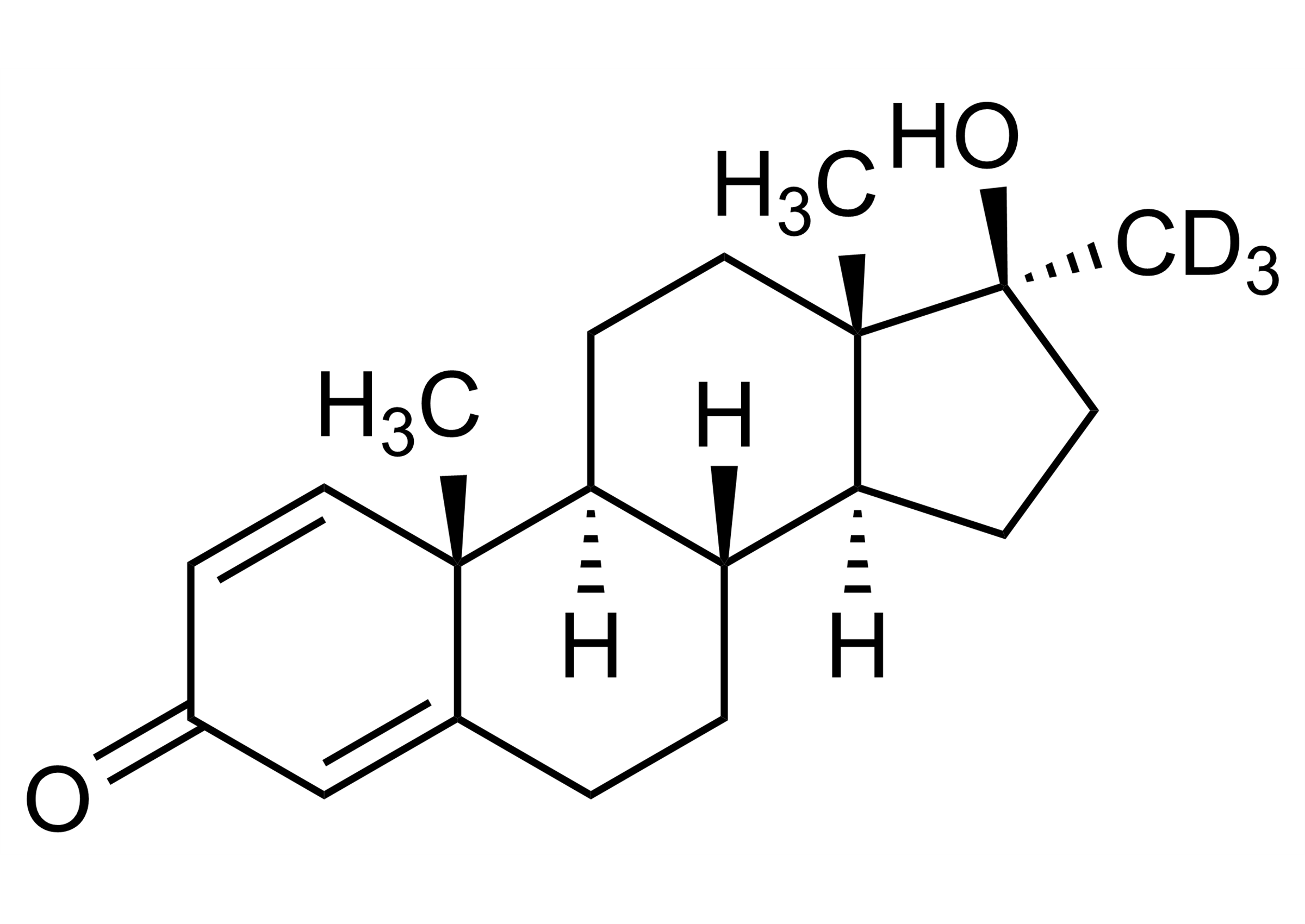Methandienone-D3 Reference Standard Structure Methandienone-D3 reference standard molecular structure for LC-MS/MS and GC-MS