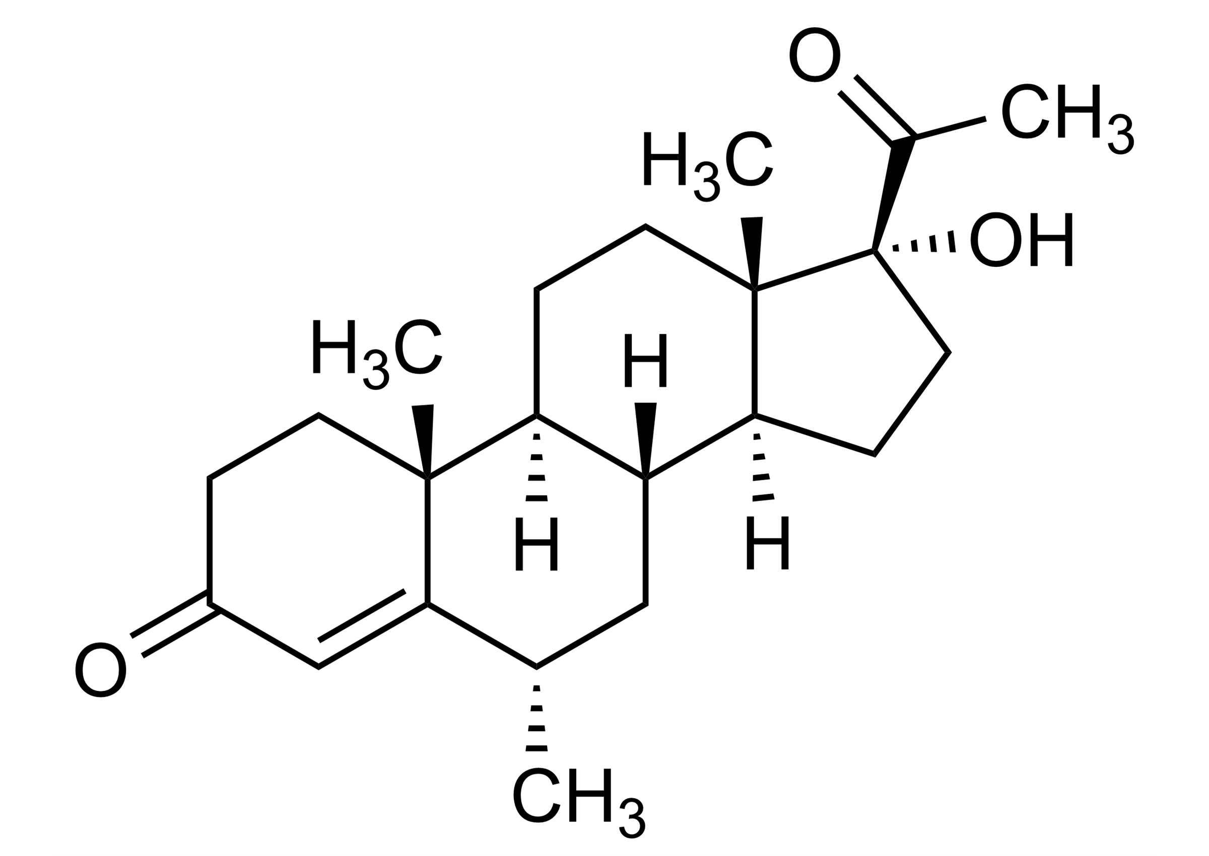 Medroxyprogesterone Reference Standard Structure (CAS 520-85-4) Medroxyprogesterone reference standard molecular structure (CAS 520-85-4)