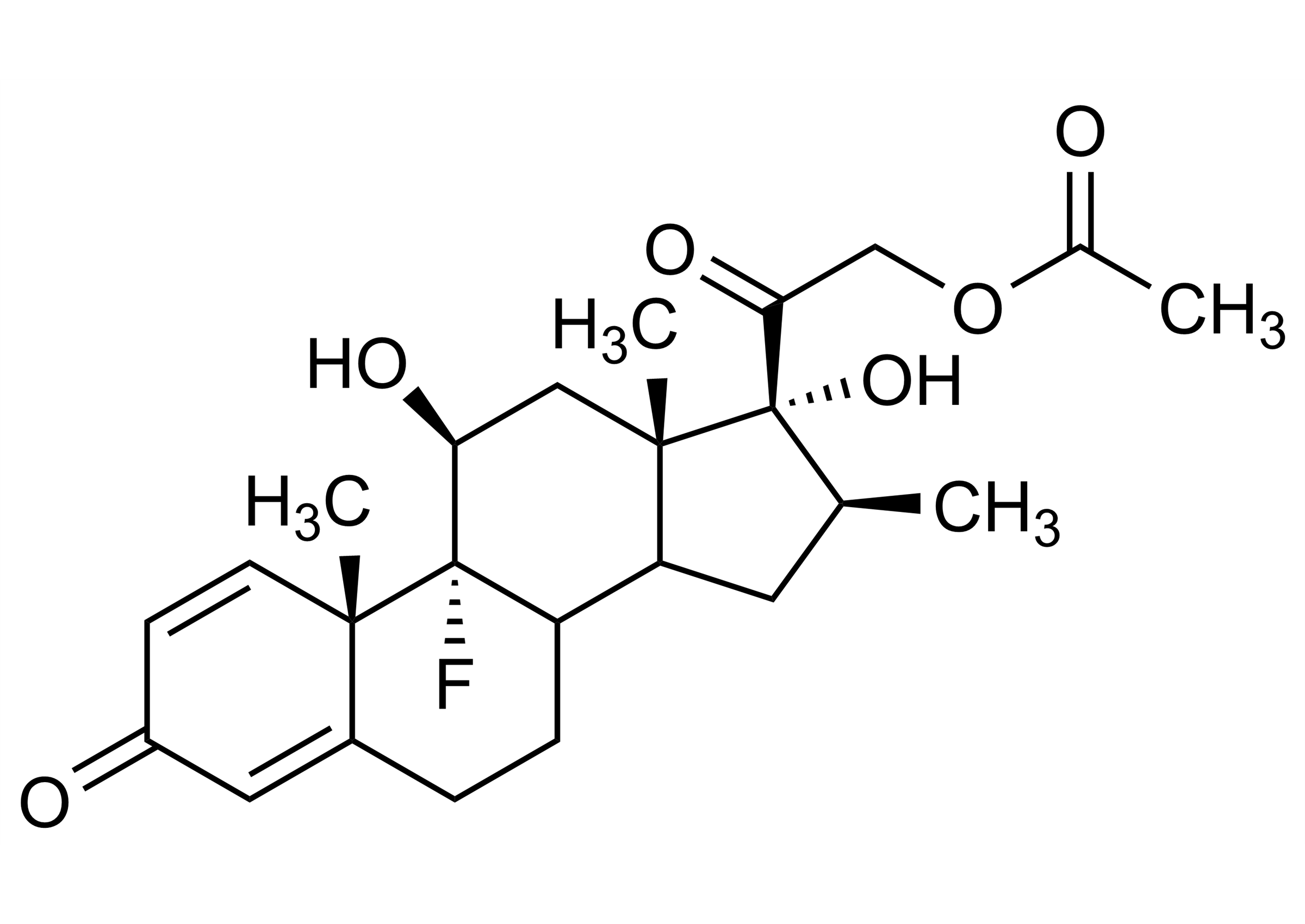 Betamethasone acetate reference standard molecular structure Molecular structure of Betamethasone acetate reference standard for LC-MS/MS and GC-MS analysis