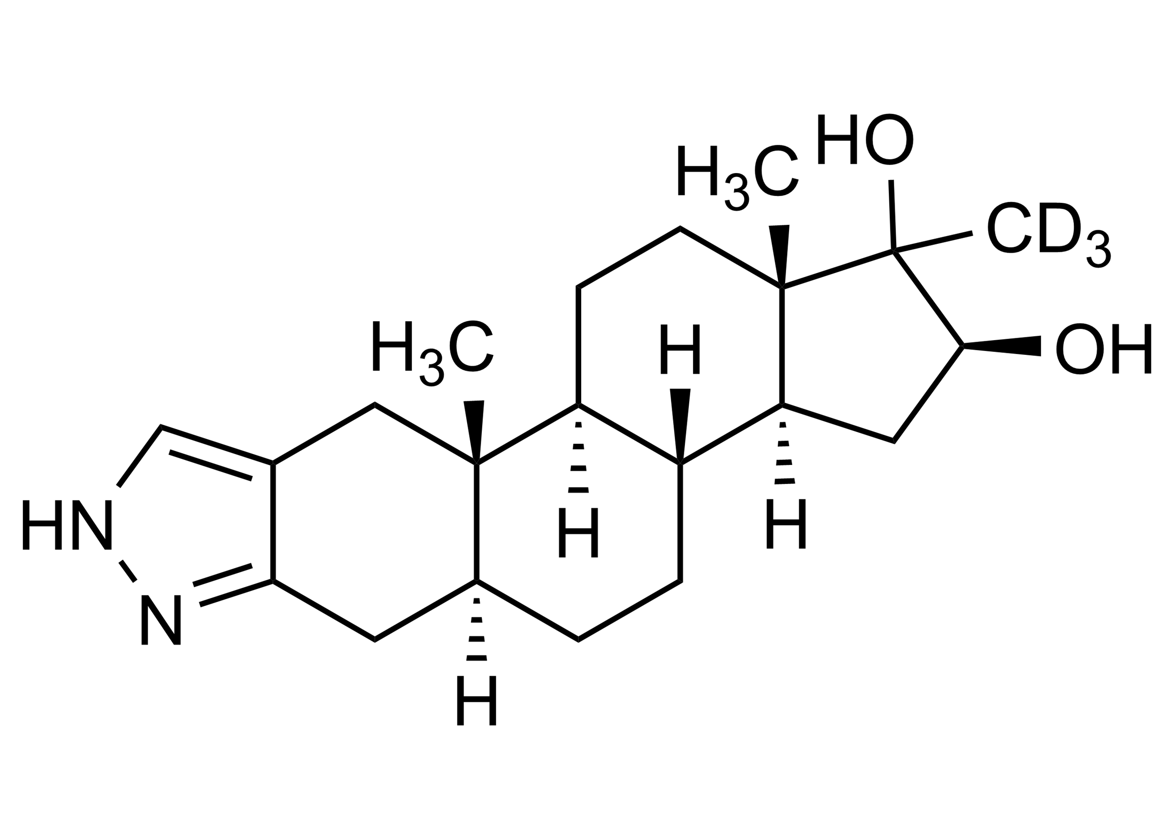 Molecular structure of 16beta Hydroxystanozolol D3 reference standard for LC-MS/MS and GC-MS analysis
