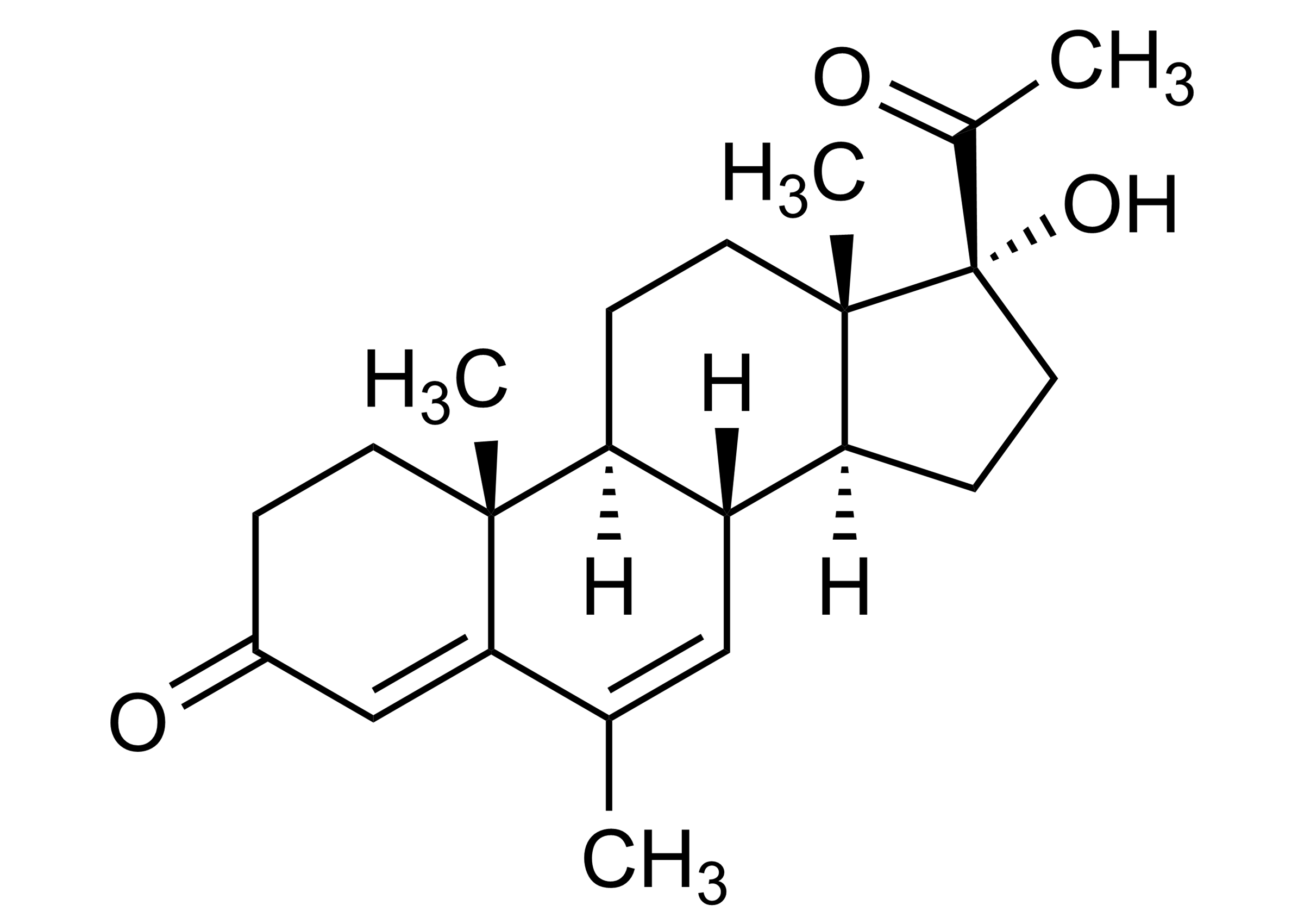 Megestrol reference standard molecular structure for LC-MS/MS and GC-MS quantification (CAS 3562-63-8)