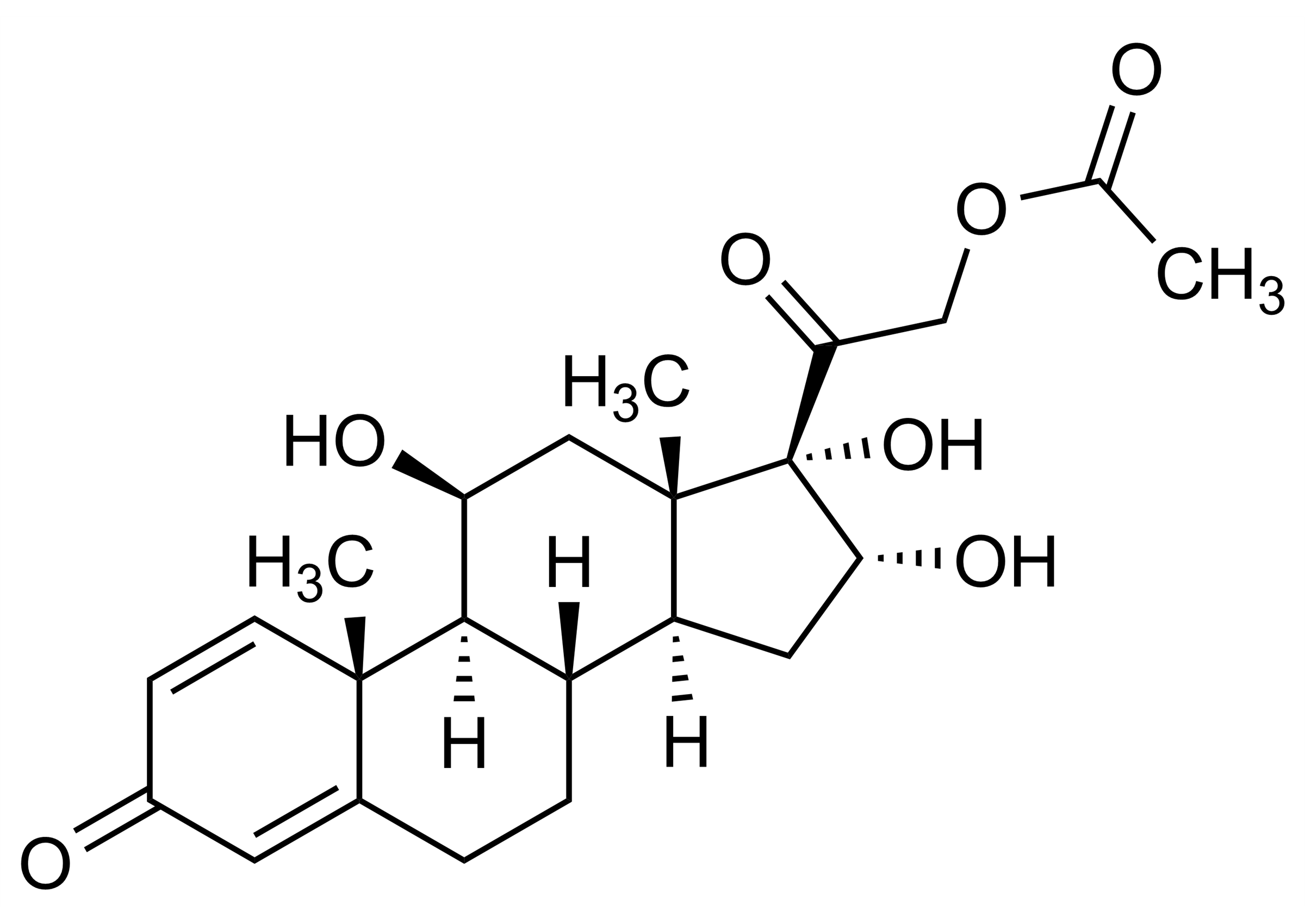 Molecular structure of 16alpha Hydroxyprednisolone acetate reference standard for LC-MS/MS and GC-MS quantification
