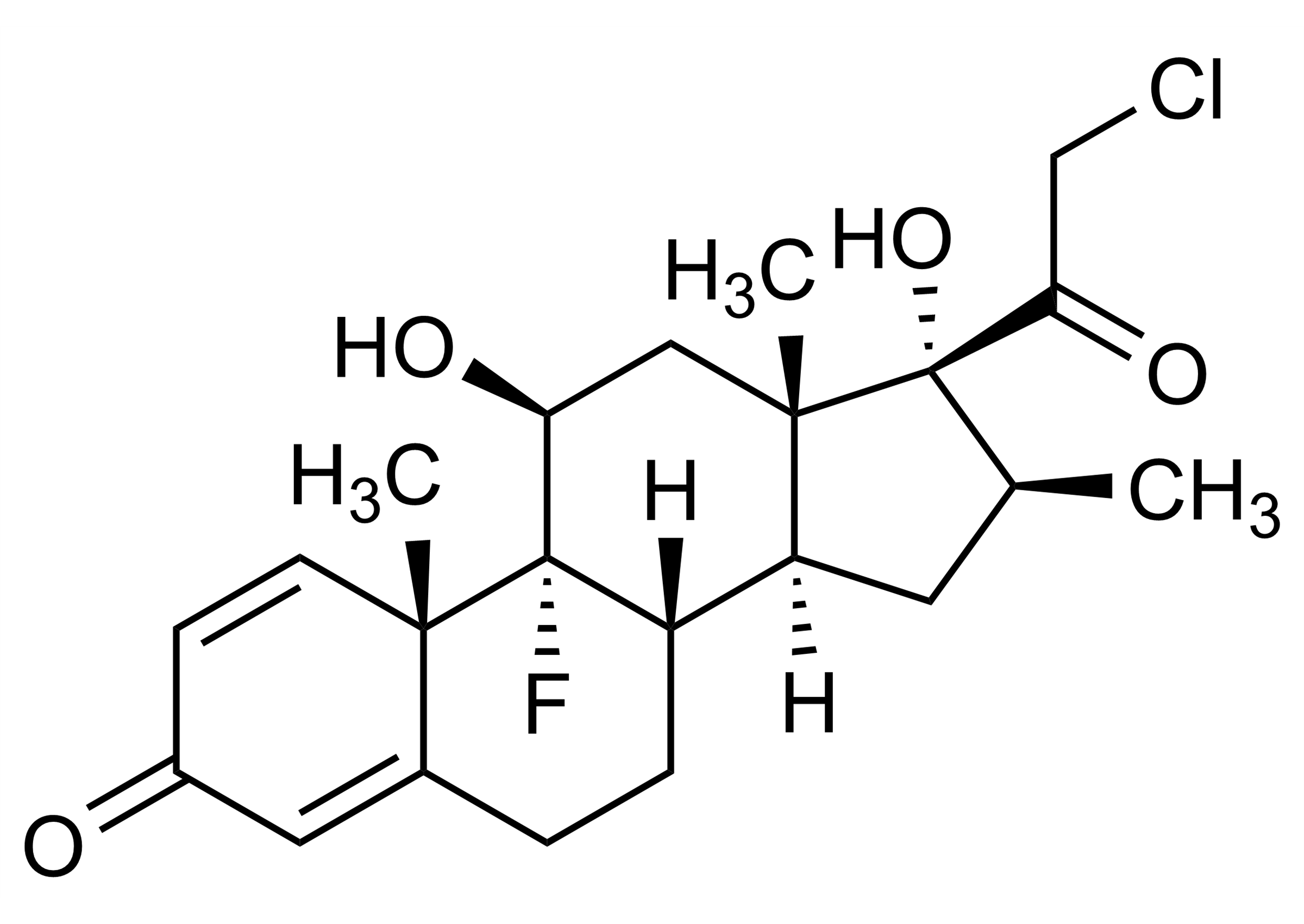 Molecular structure depiction for Clobetasol reference standard