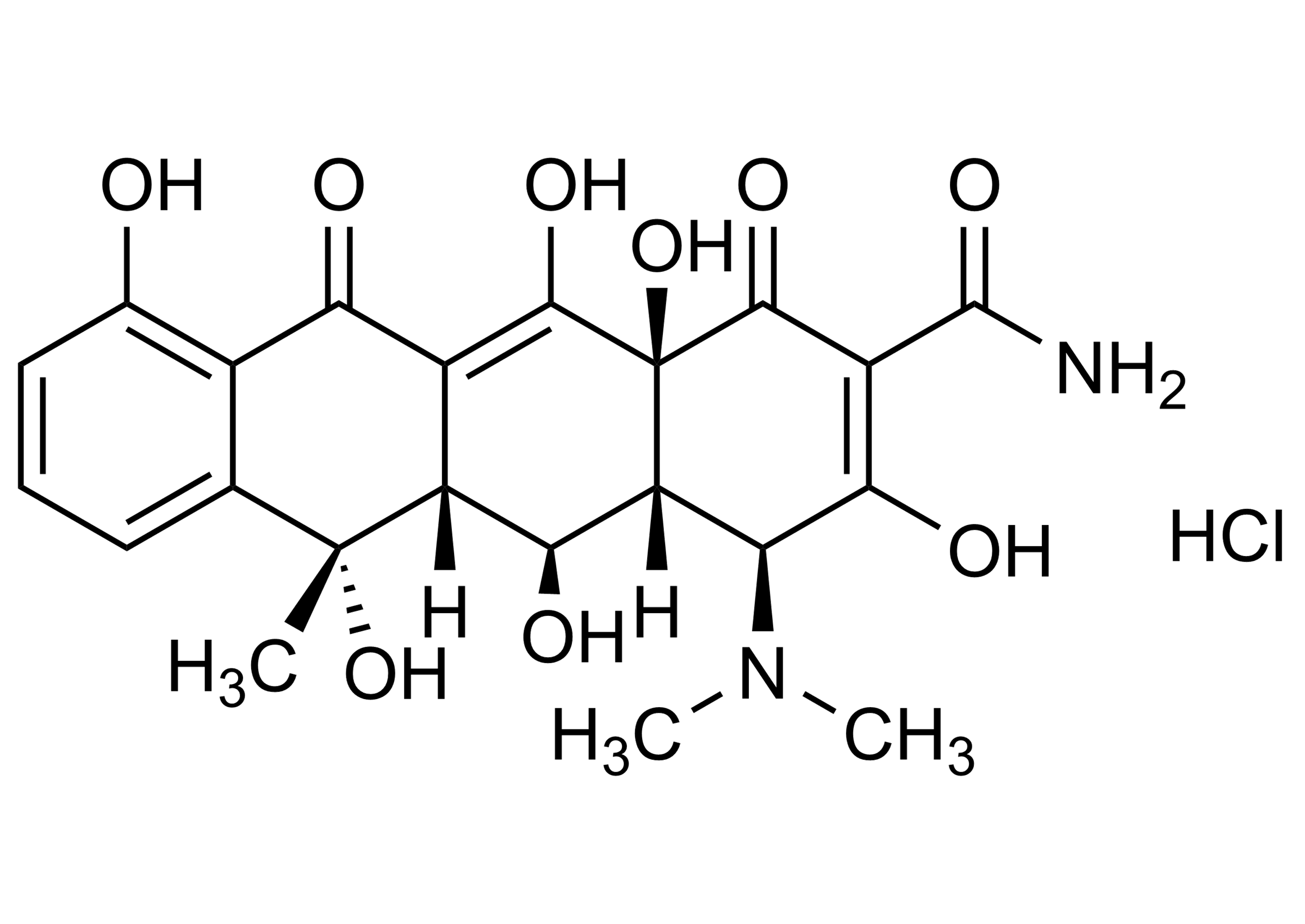 Molecular structure of Oxytetracycline hydrochloride reference standard for LC-MS/MS and GC-MS