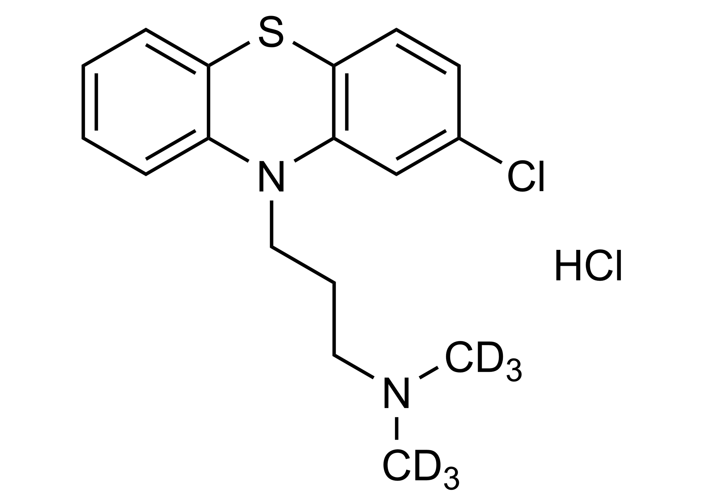 Chlorpromazine-D6 hydrochloride reference standard molecular structure for LC-MS/MS and GC-MS calibration